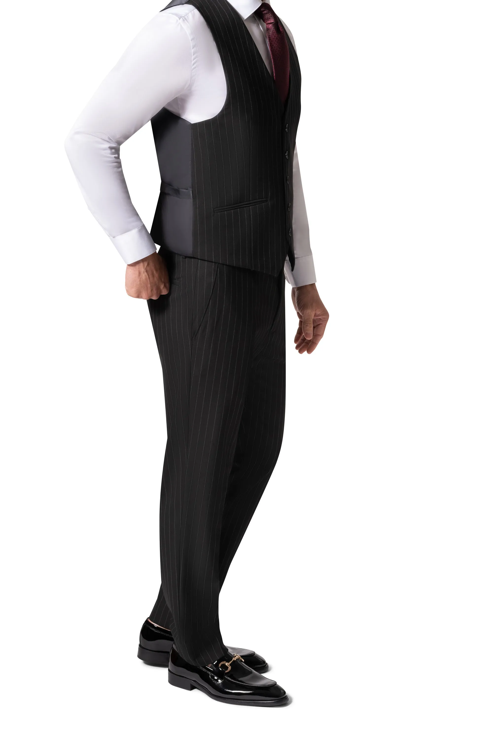 Bergamo Orange BP04K-E32 3PC Slim Suit - Black classy ensemble