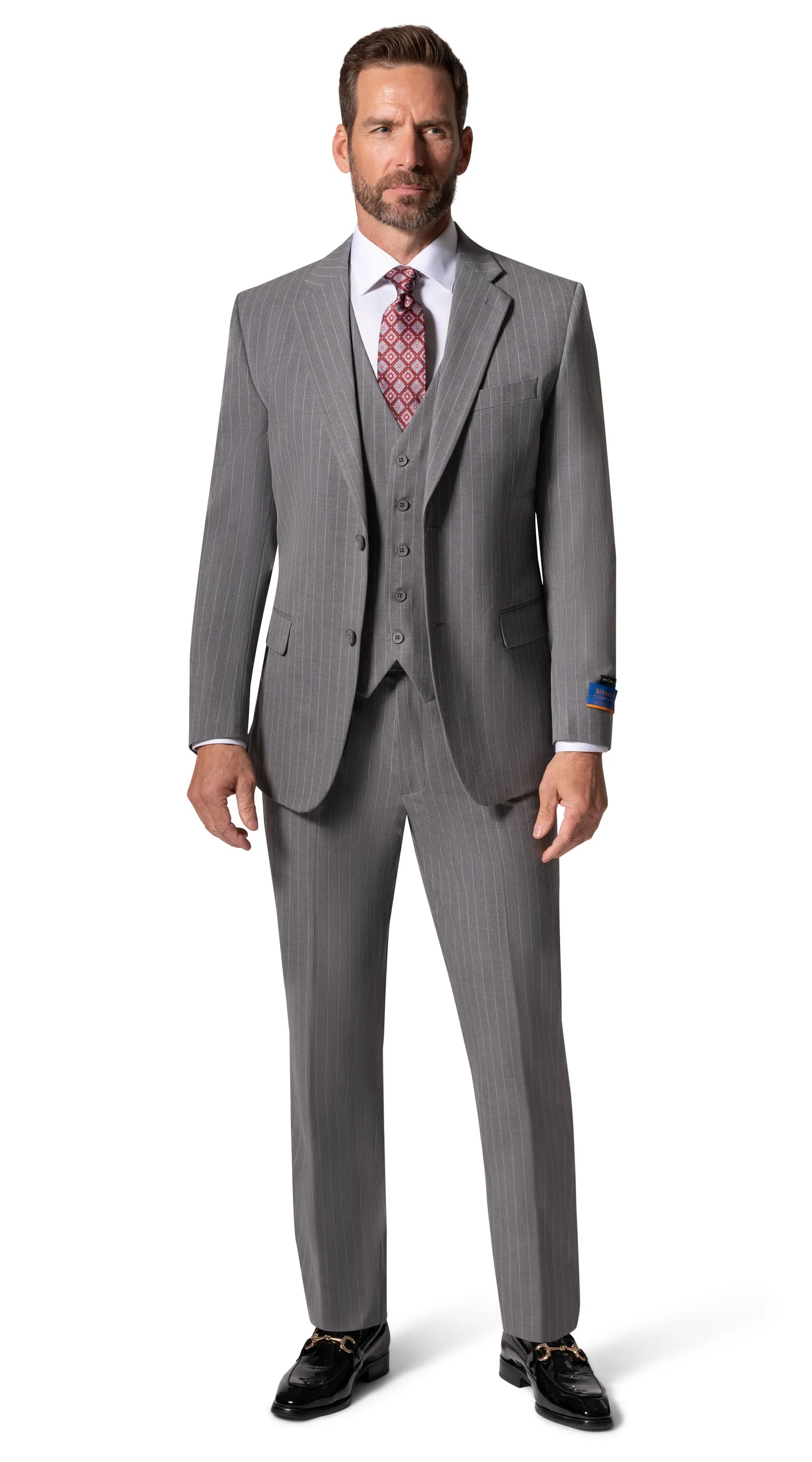 Bergamo Orange BP04K-E32 3PC Slim Suit - Grey festive fashion
