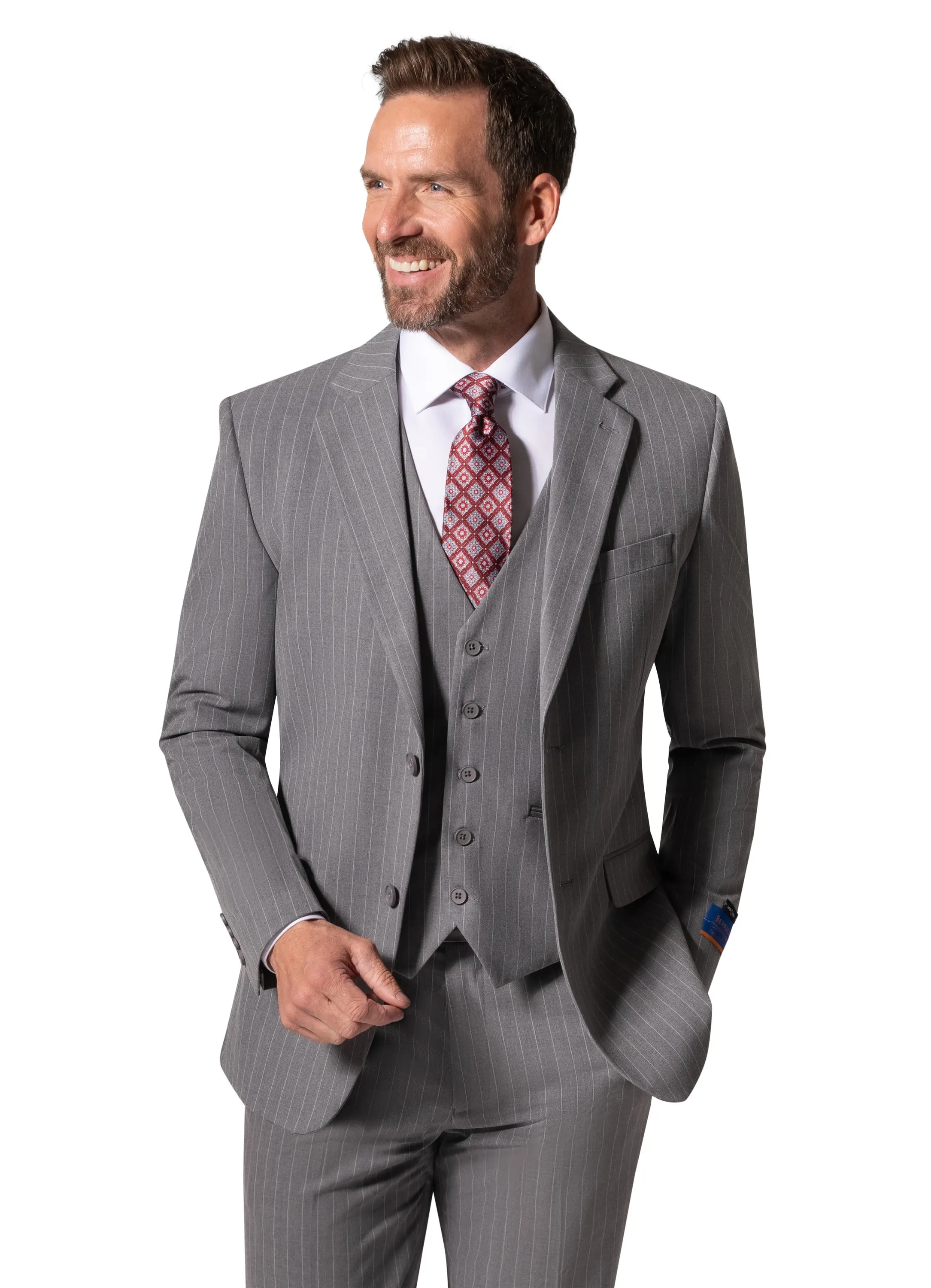 Bergamo Orange BP04K-E32 3PC Slim Suit - Grey formal attire