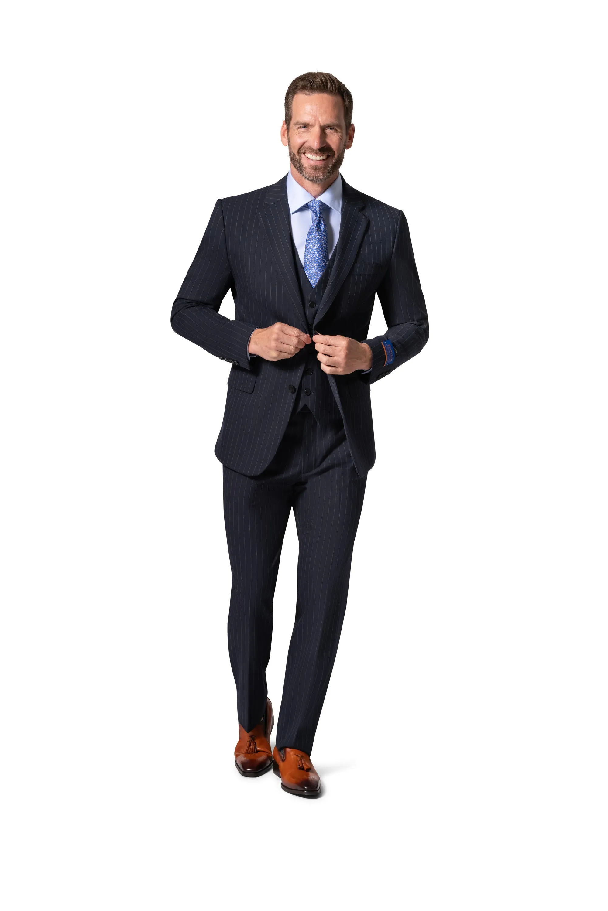 Bergamo Orange BP04K-E32 3PC Slim Suit - Navy formal gathering
