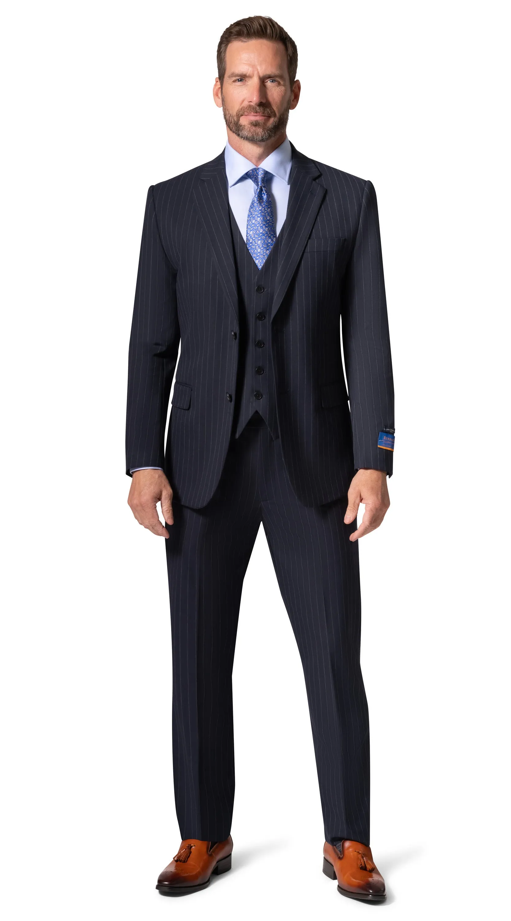 Bergamo Orange BP04K-E32 3PC Slim Suit - Navy formal dress style