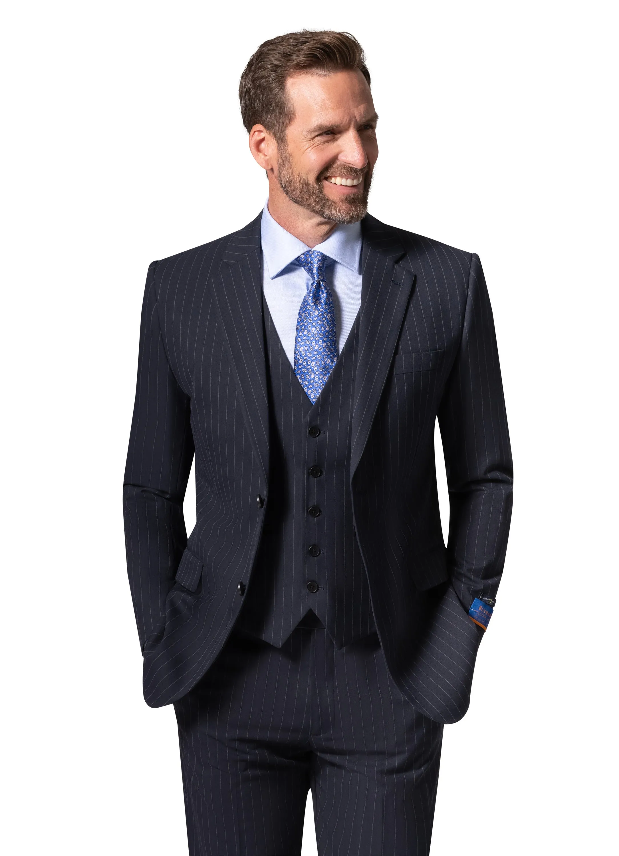Bergamo Orange BP04K-E32 3PC Slim Suit - Navy classic wear