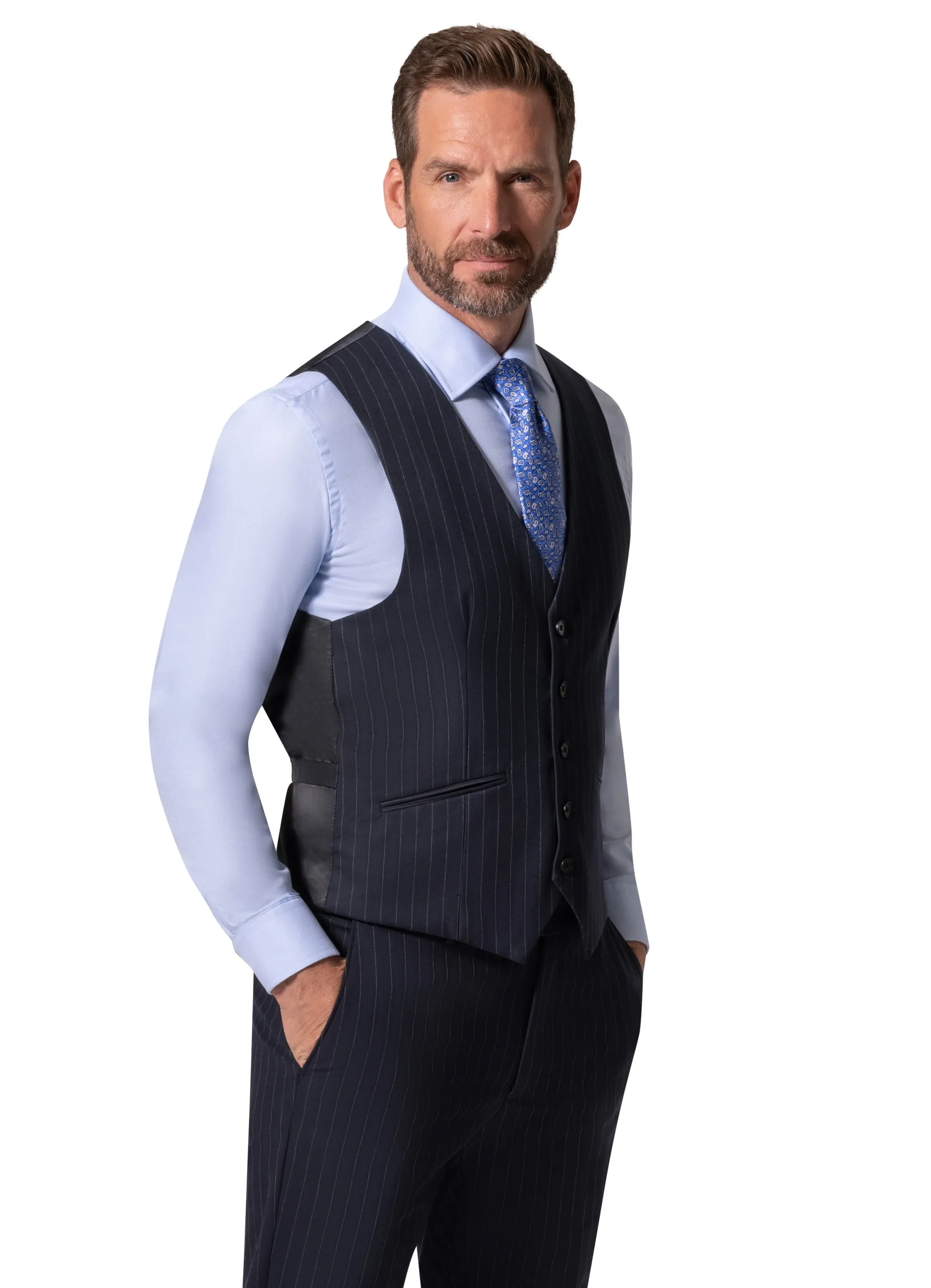Bergamo Orange BP04K-E32 3PC Slim Suit - Navy high fashion