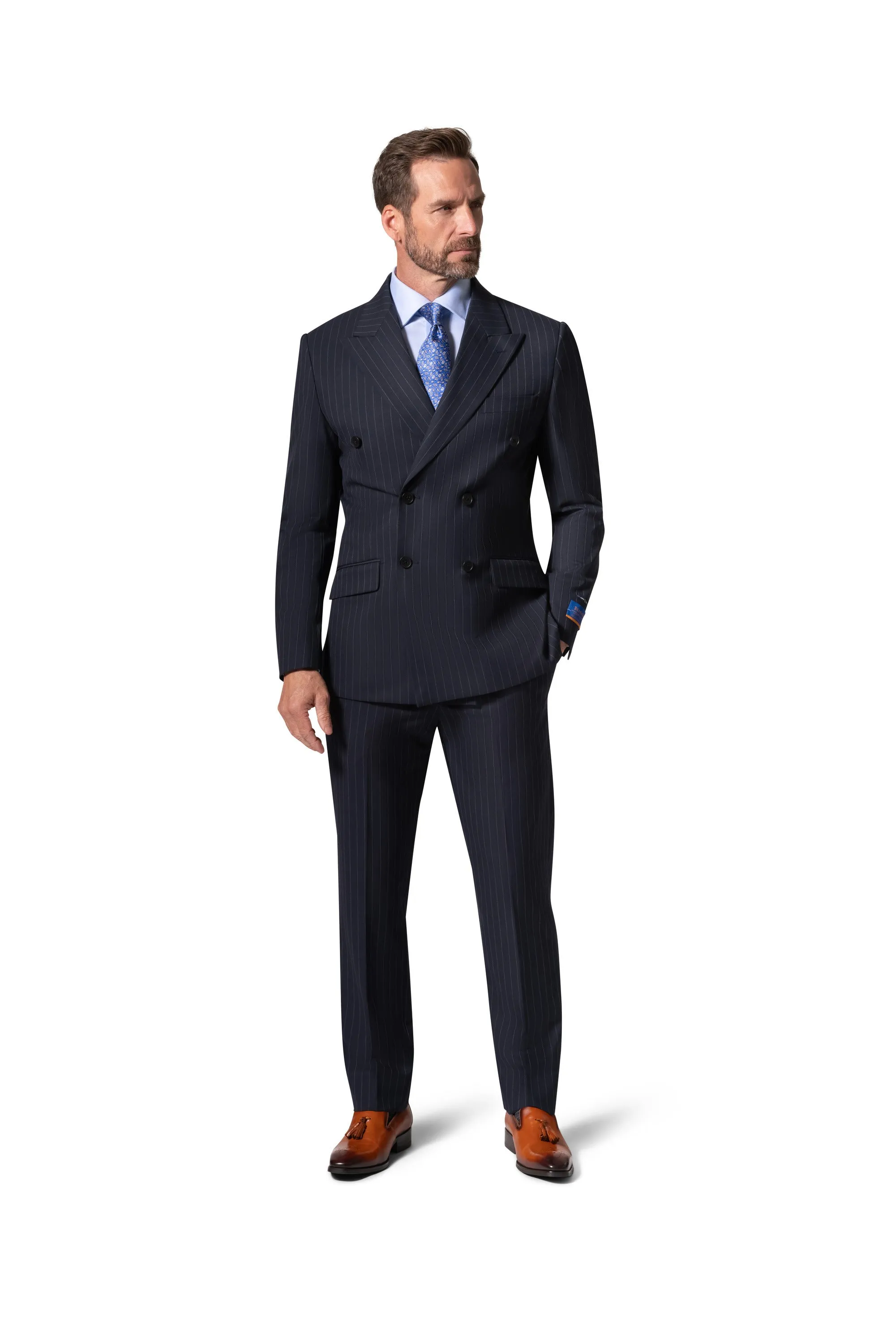 Bergamo Orange BP04K-E32 D/B Slim Suit - Navy upscale fashion