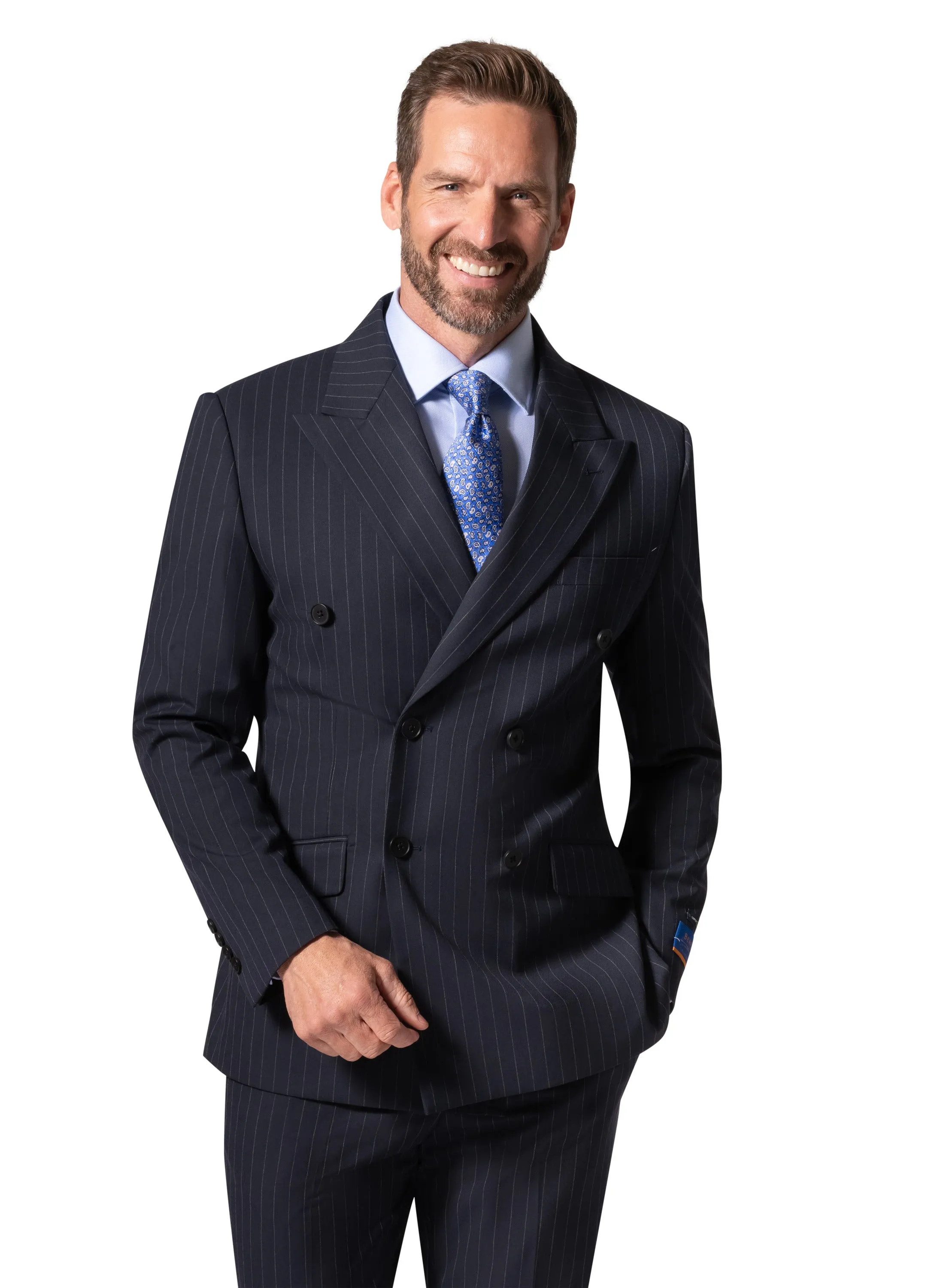 Bergamo Orange BP04K-E32 D/B Slim Suit - Navy upscale outfit