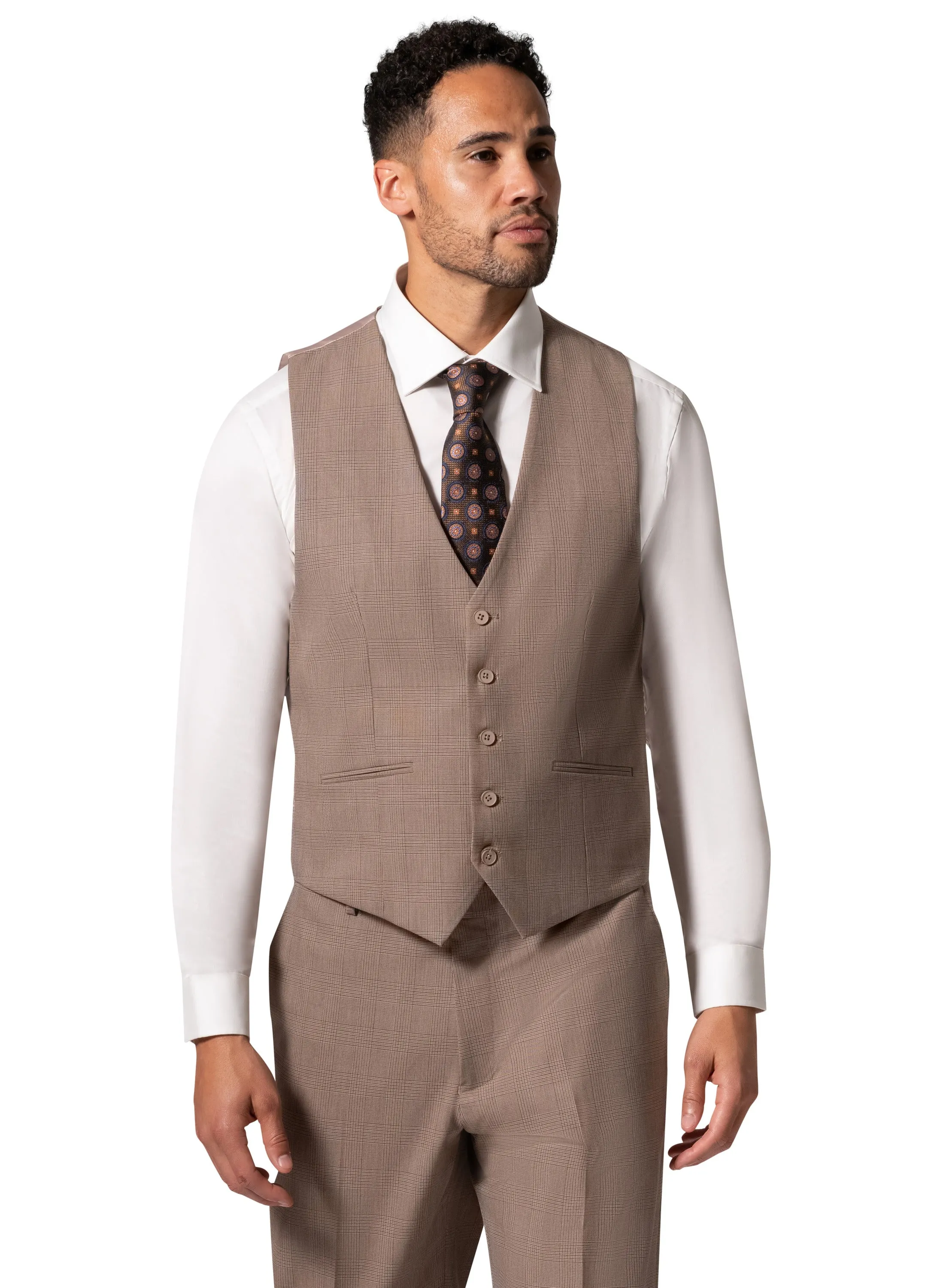 Bergamo Orange BP04KE-07 3PC Notch Modern Big & Tall Suit - Tan traditional outfit