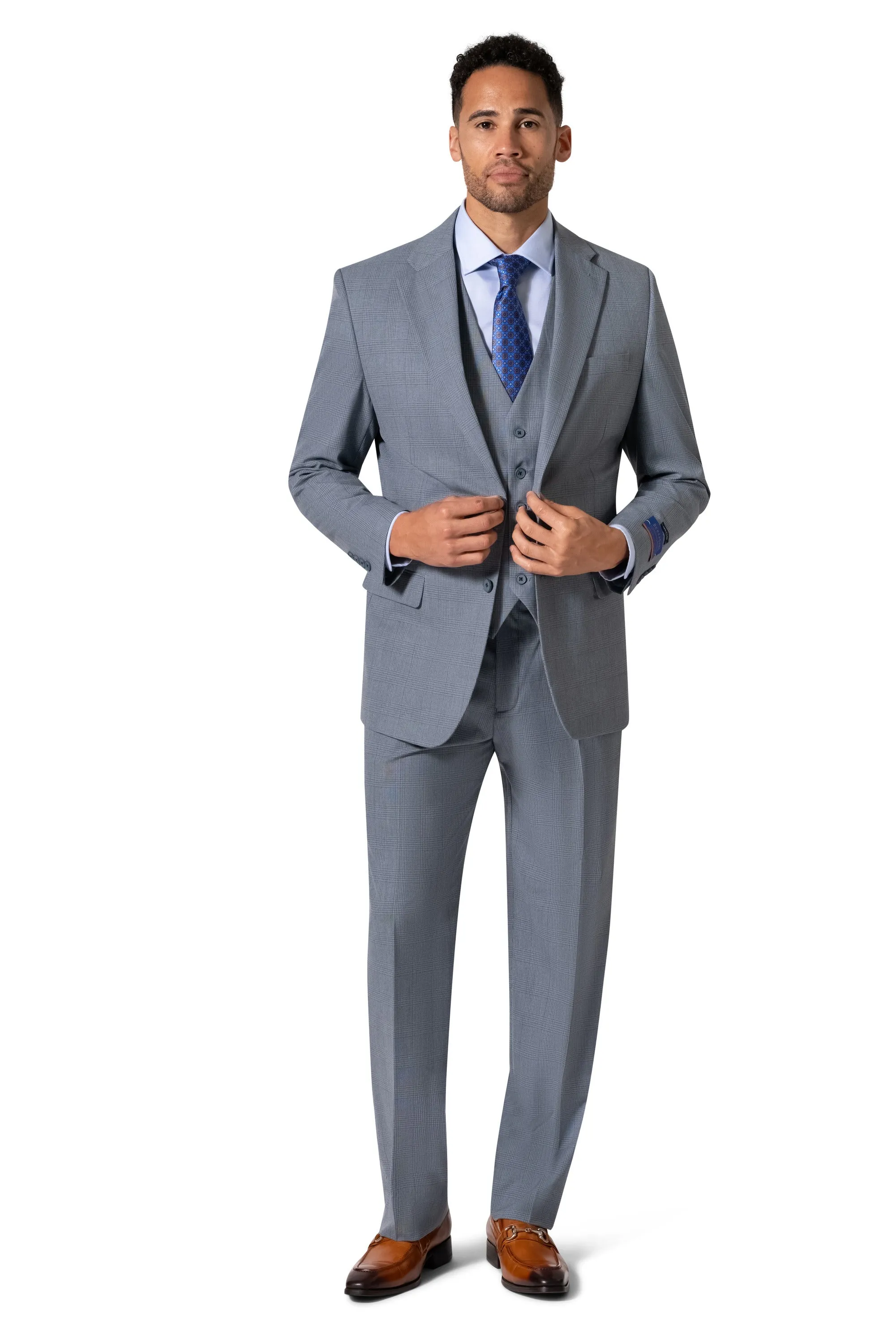 Bergamo Orange BP04KE-07 3PC Notch Modern Suit - Blue special event