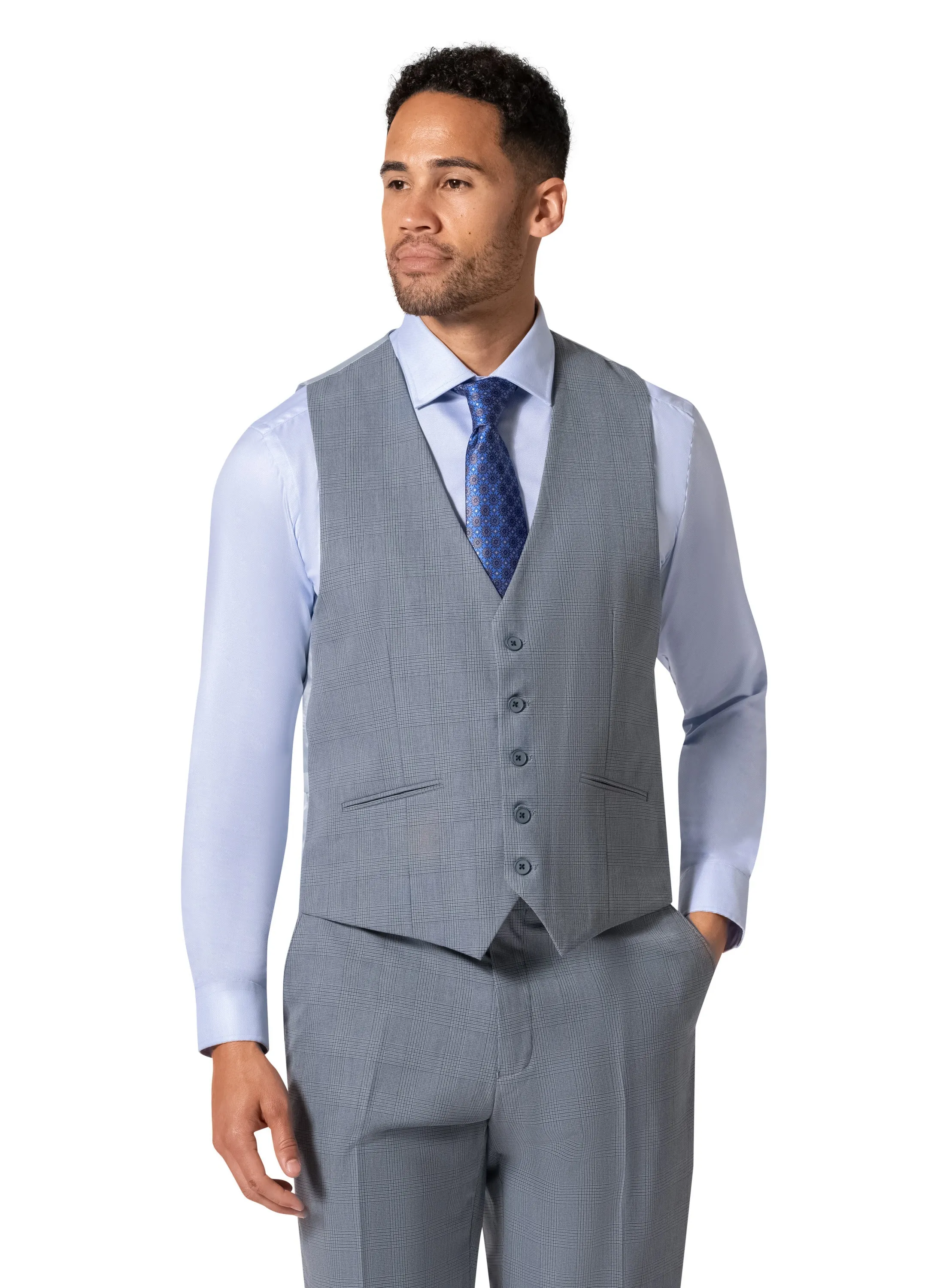 Bergamo Orange BP04KE-07 3PC Notch Modern Suit - Blue style guide