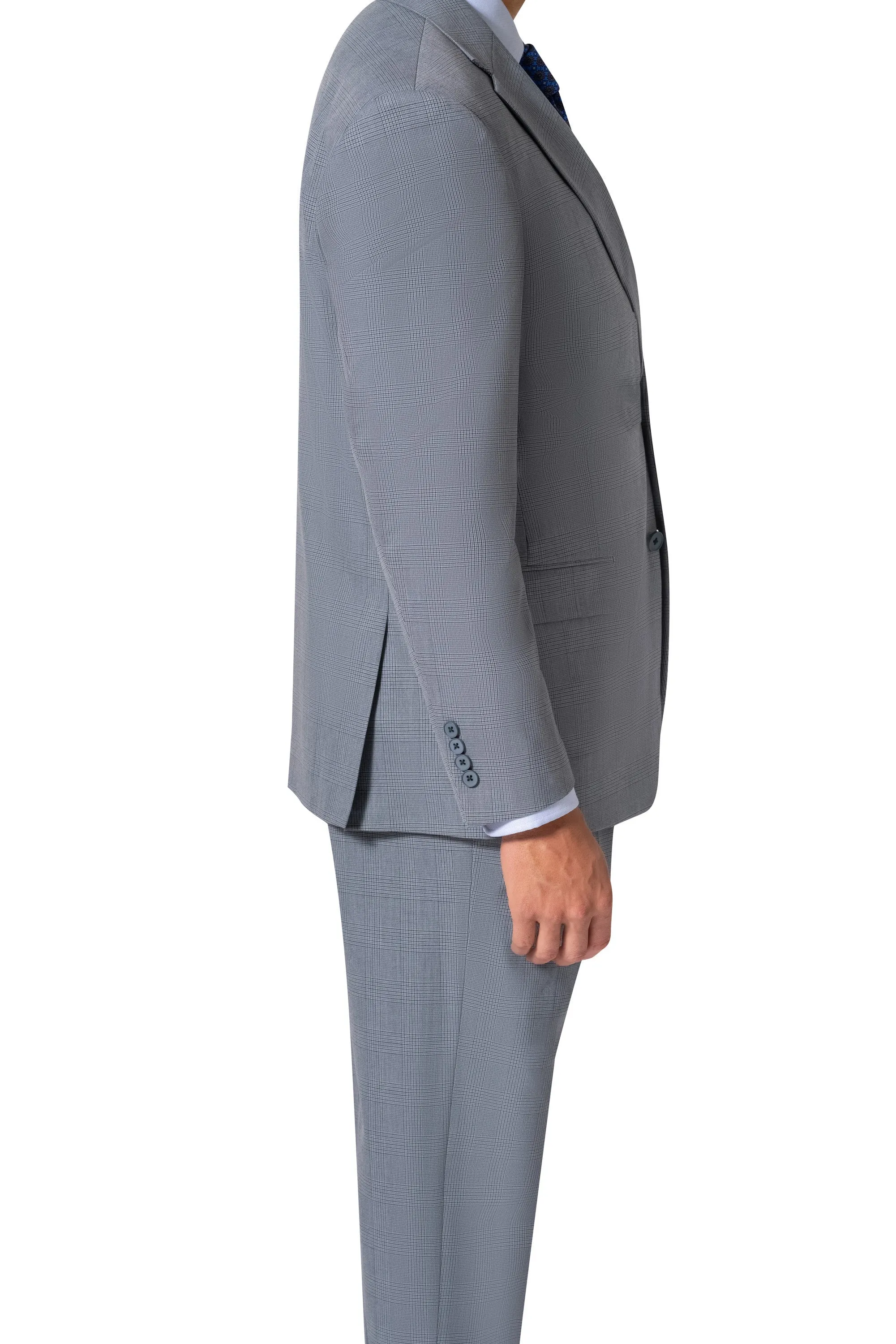 Bergamo Orange BP04KE-07 3PC Notch Modern Suit - Blue bespoke outfit