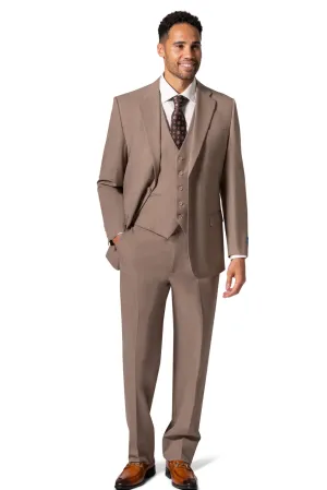 Bergamo Orange BP04KE-07 3PC Notch Modern Suit - Tan elegant outfit