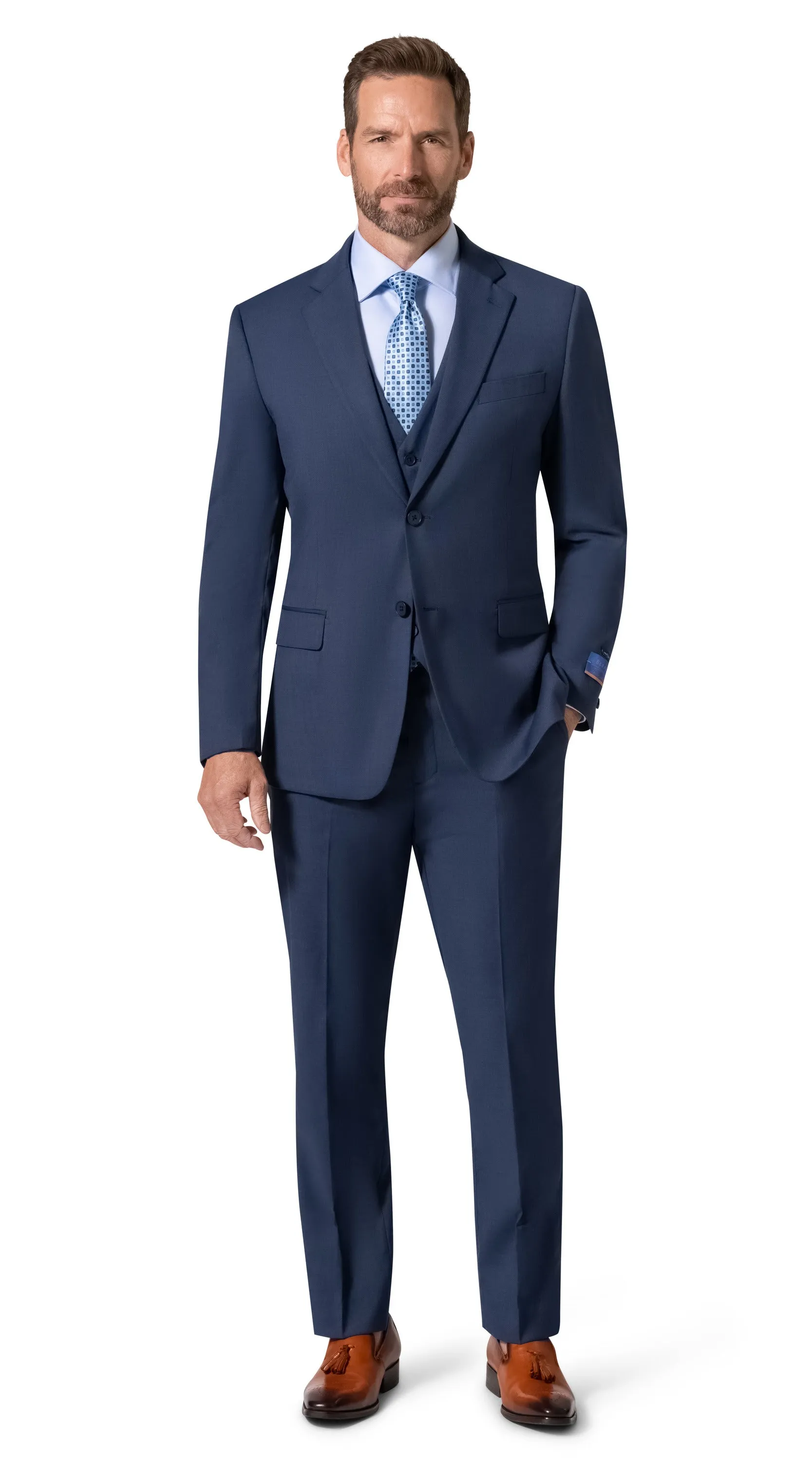 Bergamo Orange MARCO 003 Slim Fit Suit - Blue tailored clothing