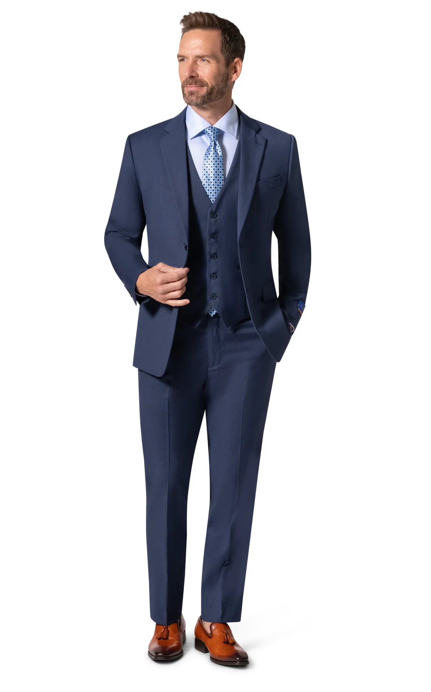 Bergamo Orange MARCO 003 Slim Fit Suit - Blue evening wear