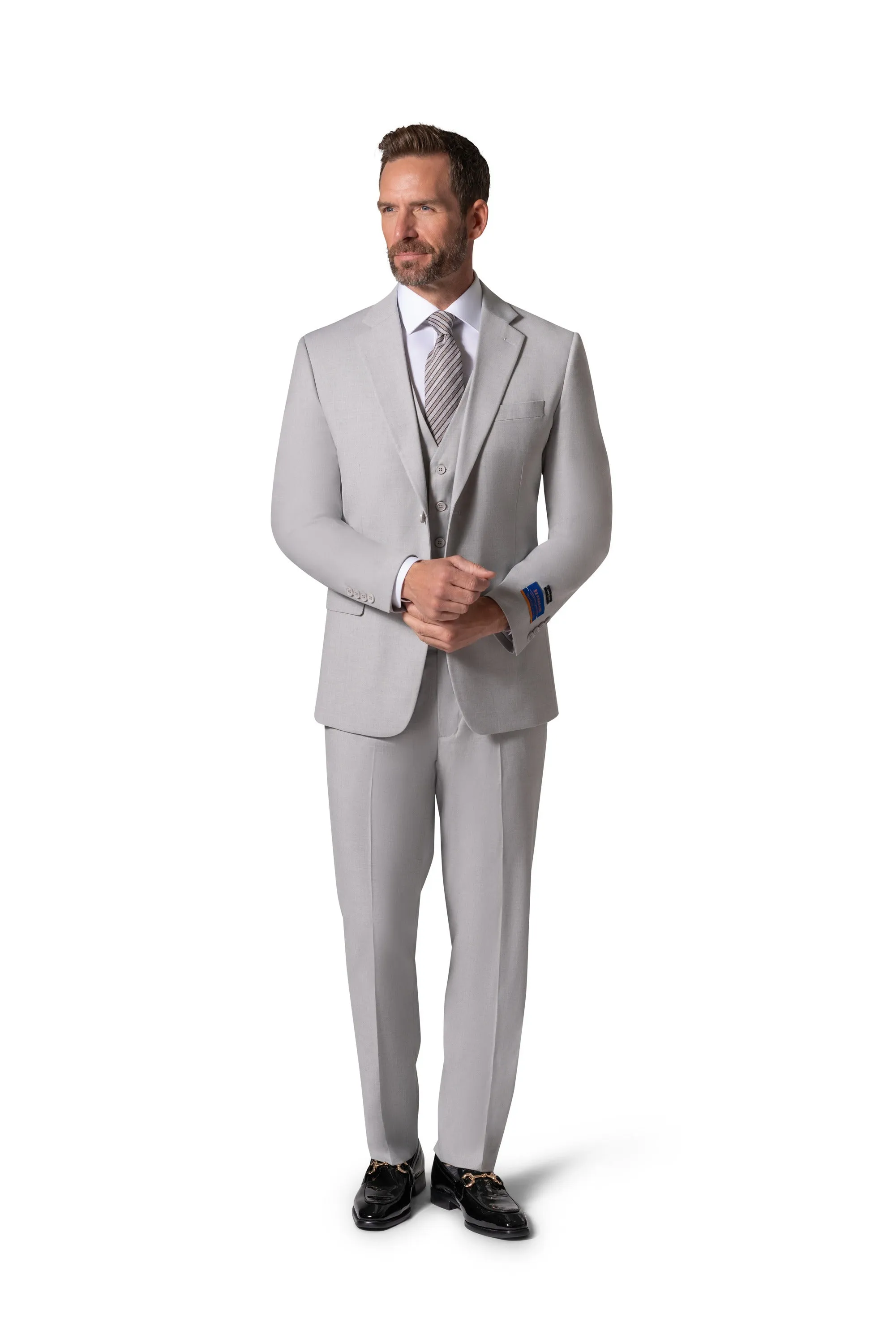 Bergamo Orange MARCO 003 Slim Fit Suit - Grey party attire