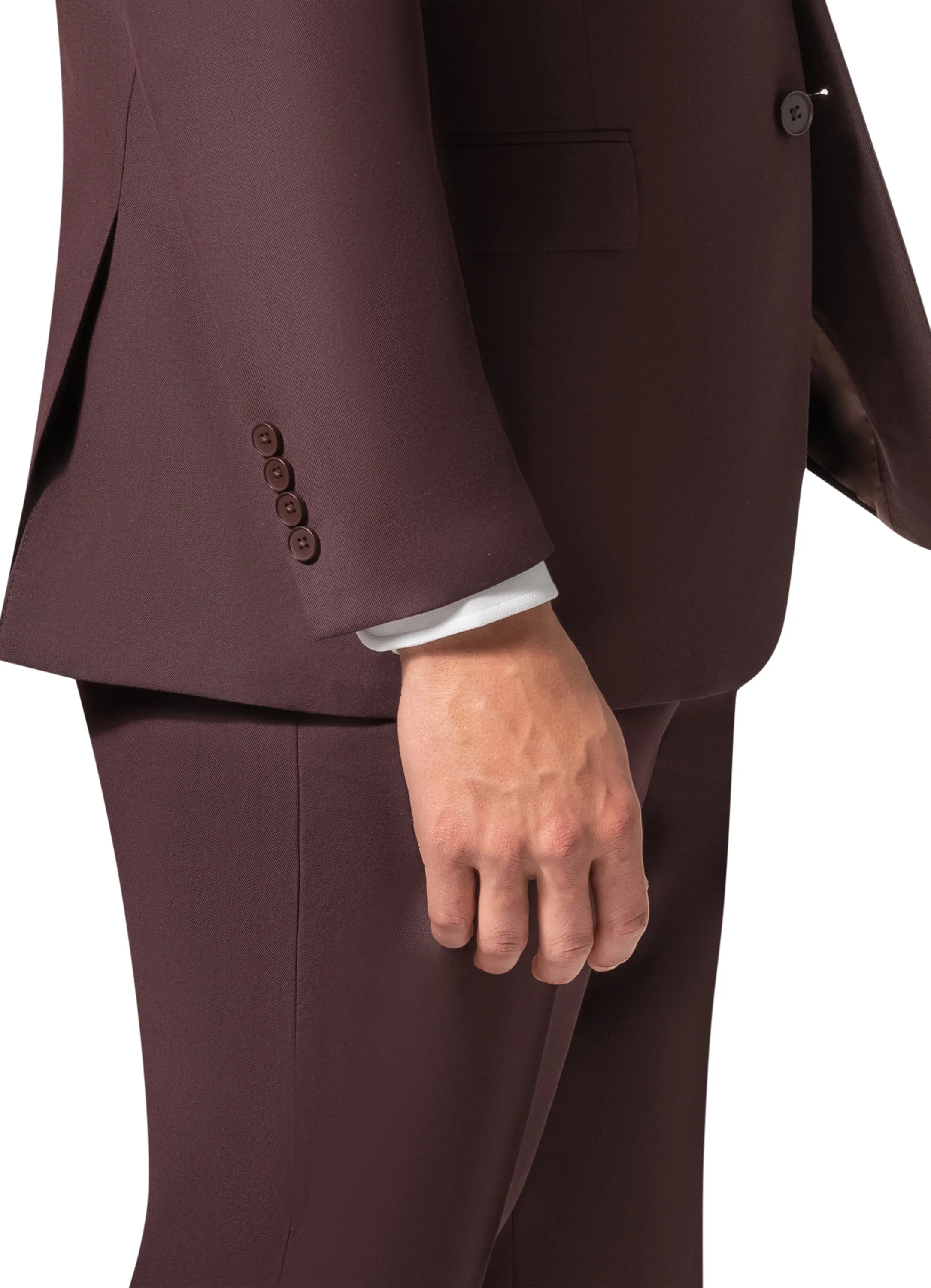 Bergamo Orange MARCO UNI 3PC modern Peak Suit - Burgundy stylish pants