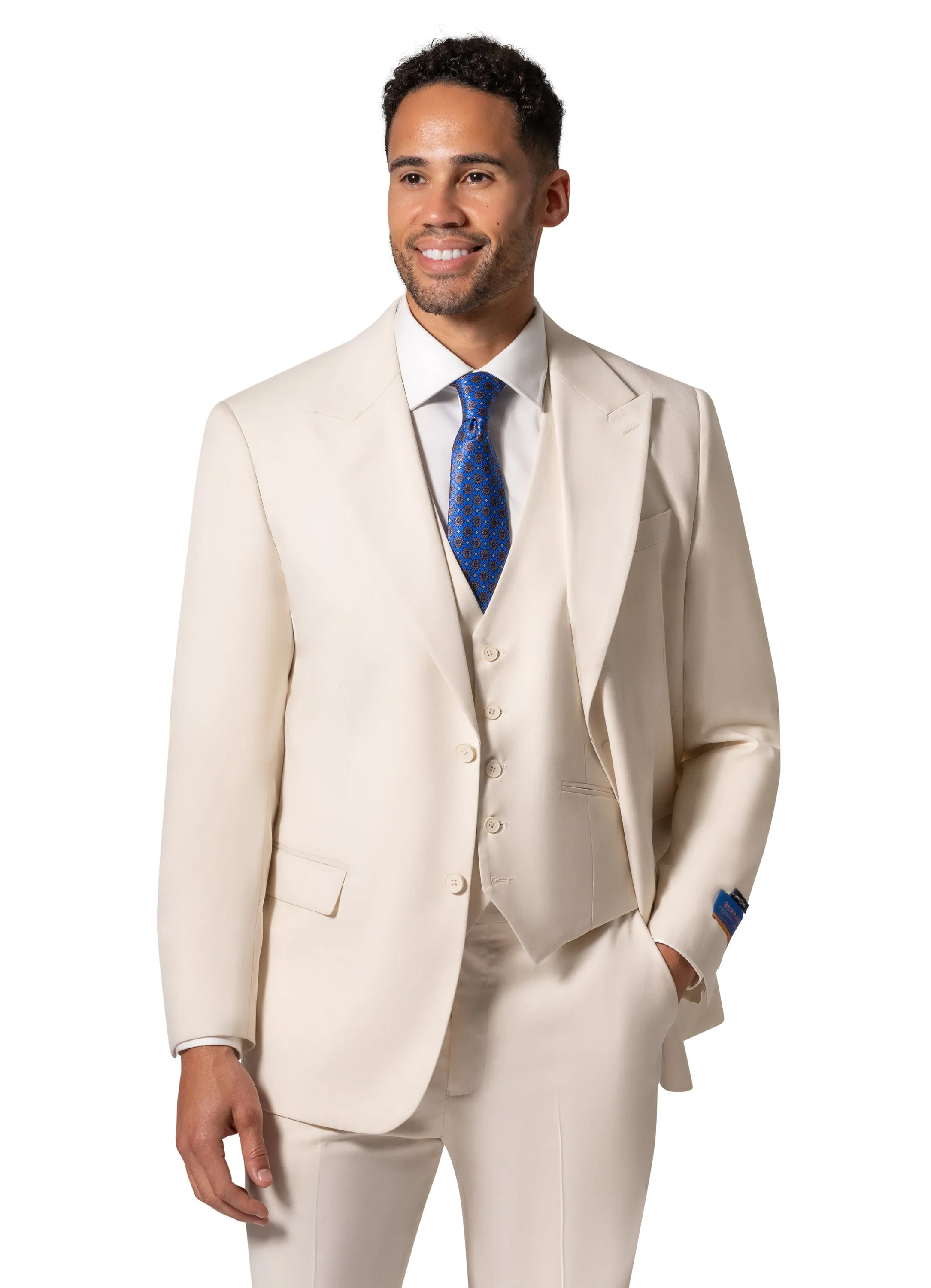 Bergamo Orange MARCO UNI 3PC modern Peak Suit - Cream ceremony wear
