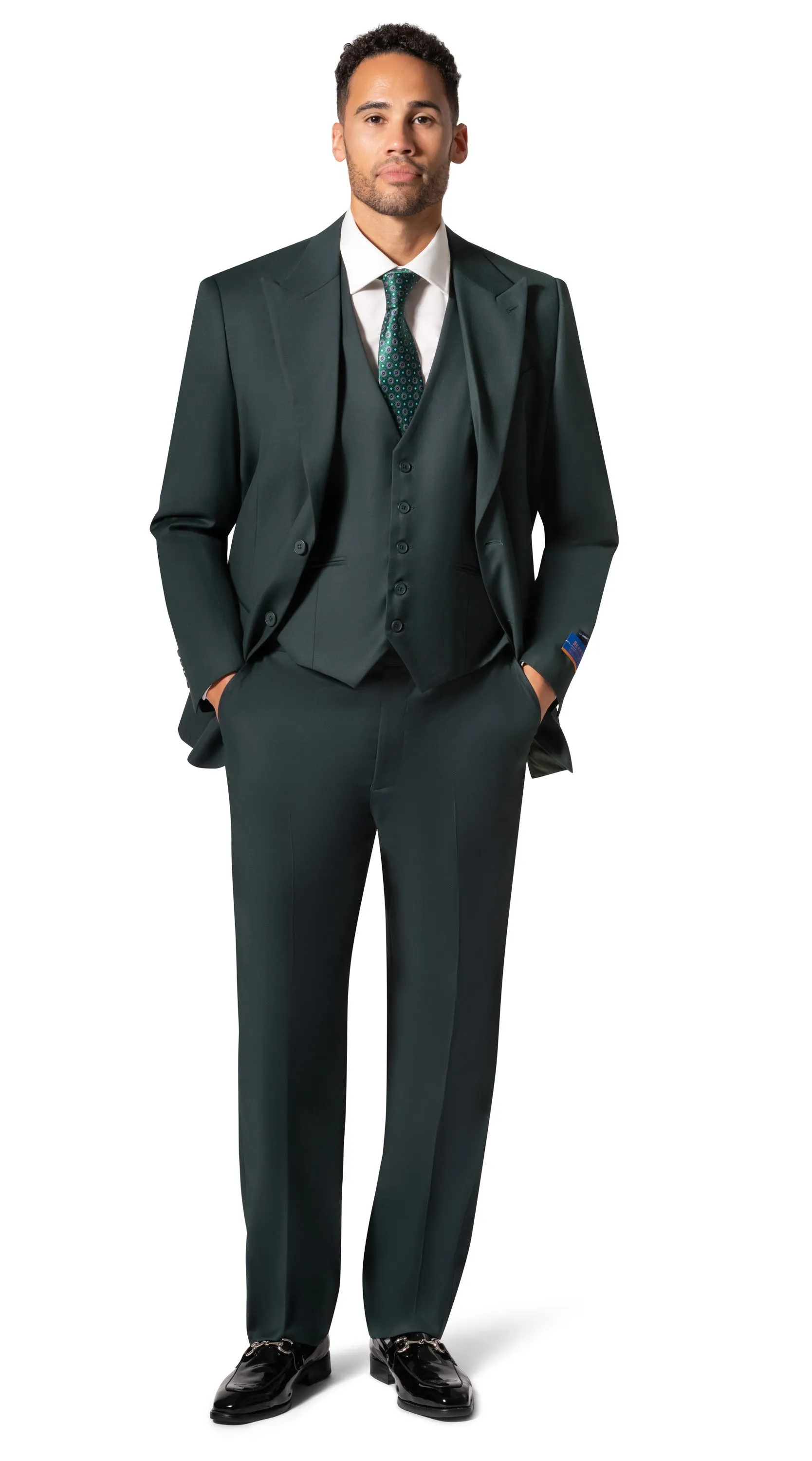 Bergamo Orange MARCO UNI 3PC modern Peak Suit - Hunter Green elegant outfit ideas