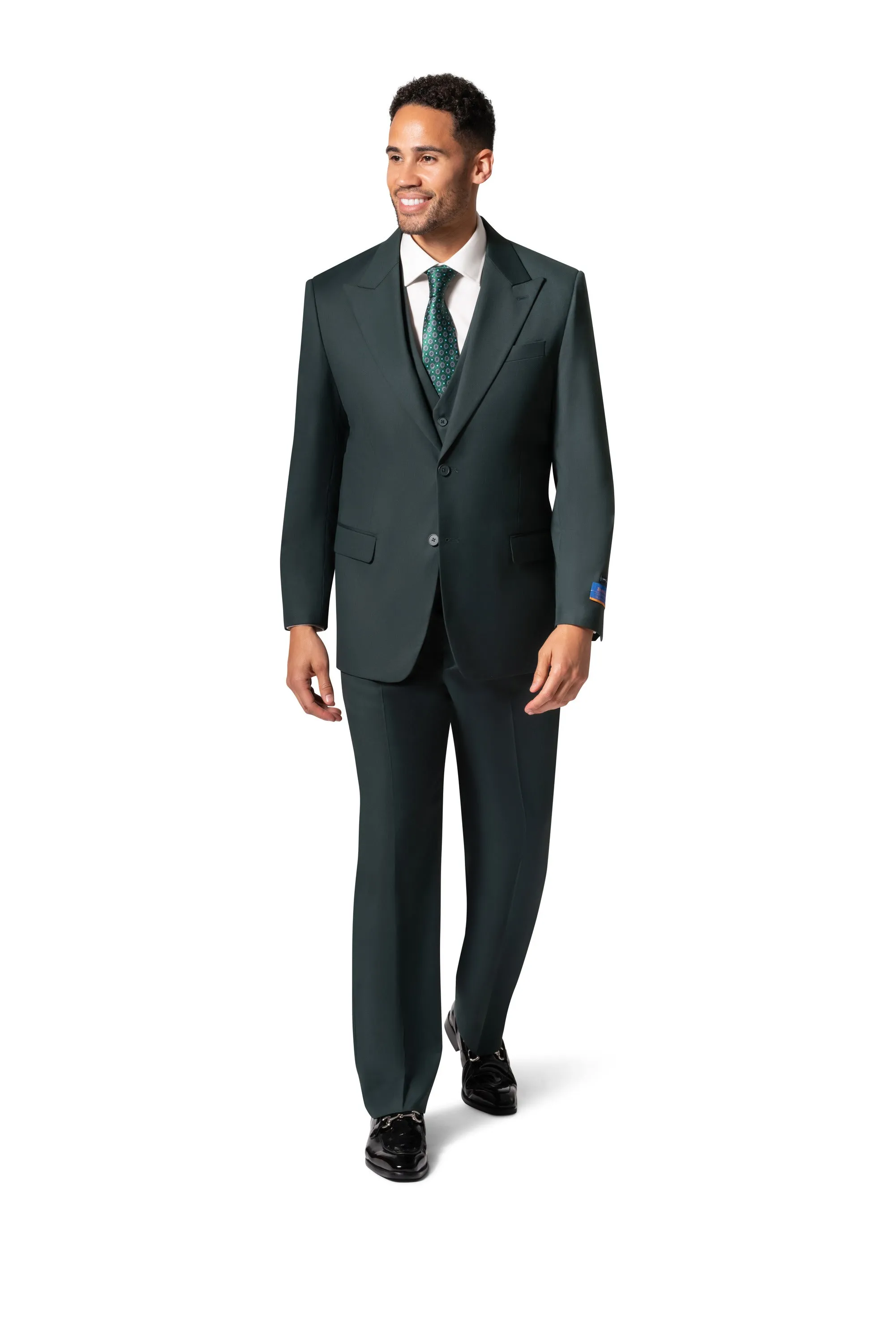 Bergamo Orange MARCO UNI 3PC modern Peak Suit - Hunter Green sleek fashion