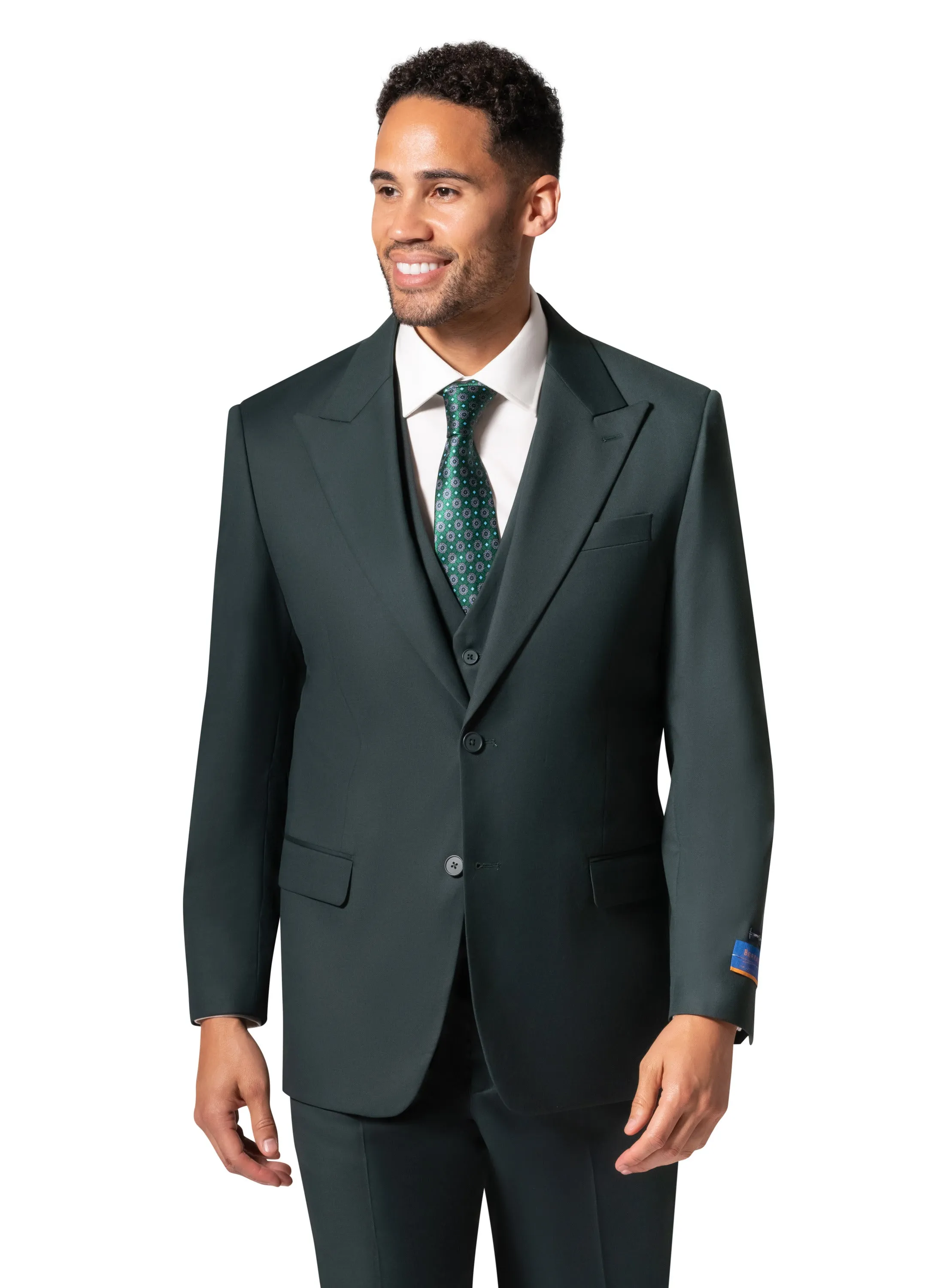 Bergamo Orange MARCO UNI 3PC modern Peak Suit - Hunter Green cultural wear