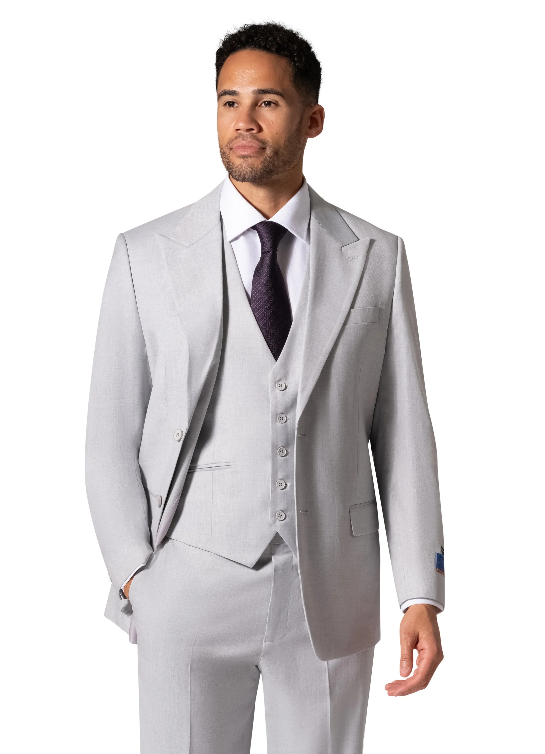 Bergamo Orange MARCO UNI 3PC modern Peak Suit - Light Grey classic cut