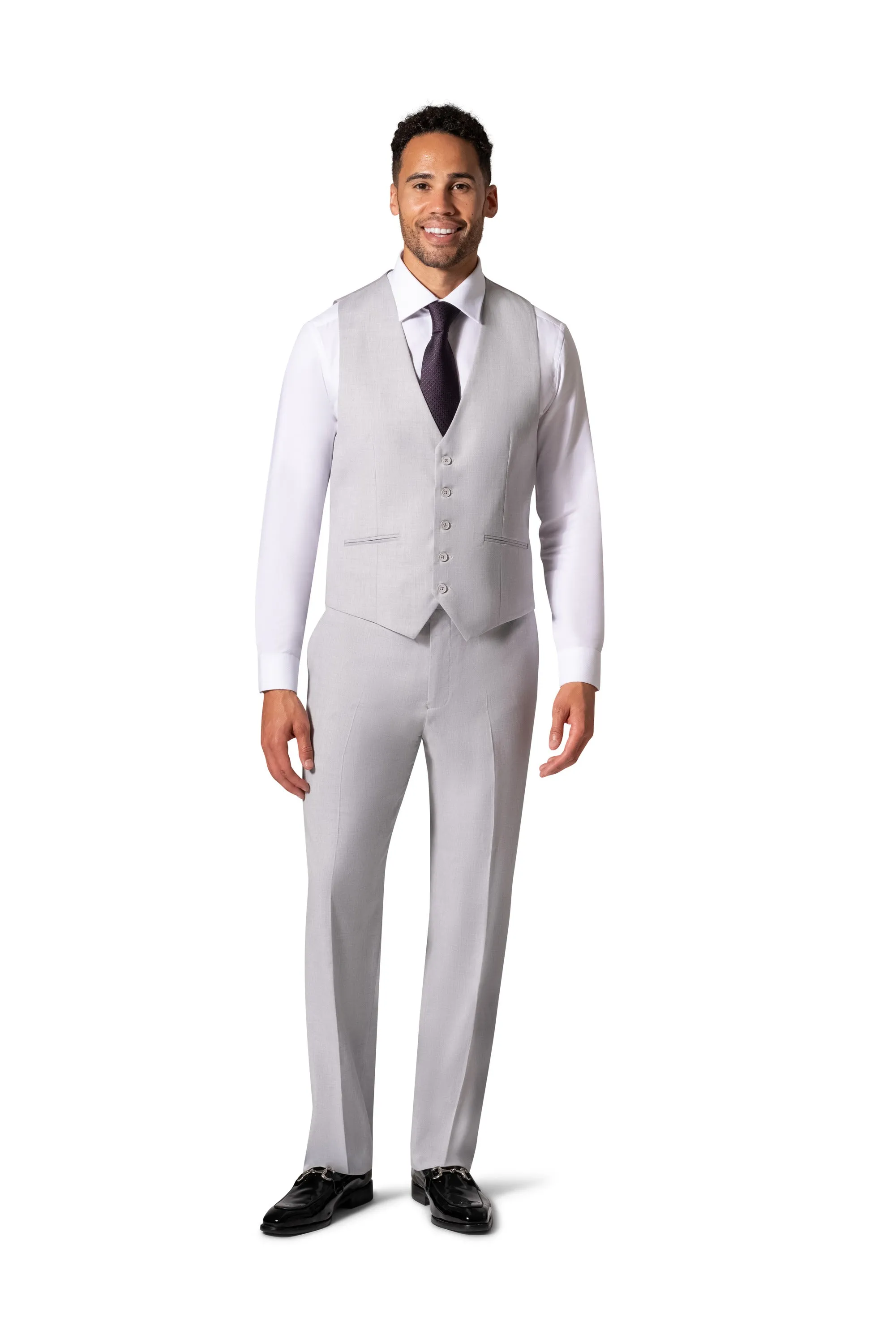 Bergamo Orange MARCO UNI 3PC modern Peak Suit - Light Grey sleek ensemble
