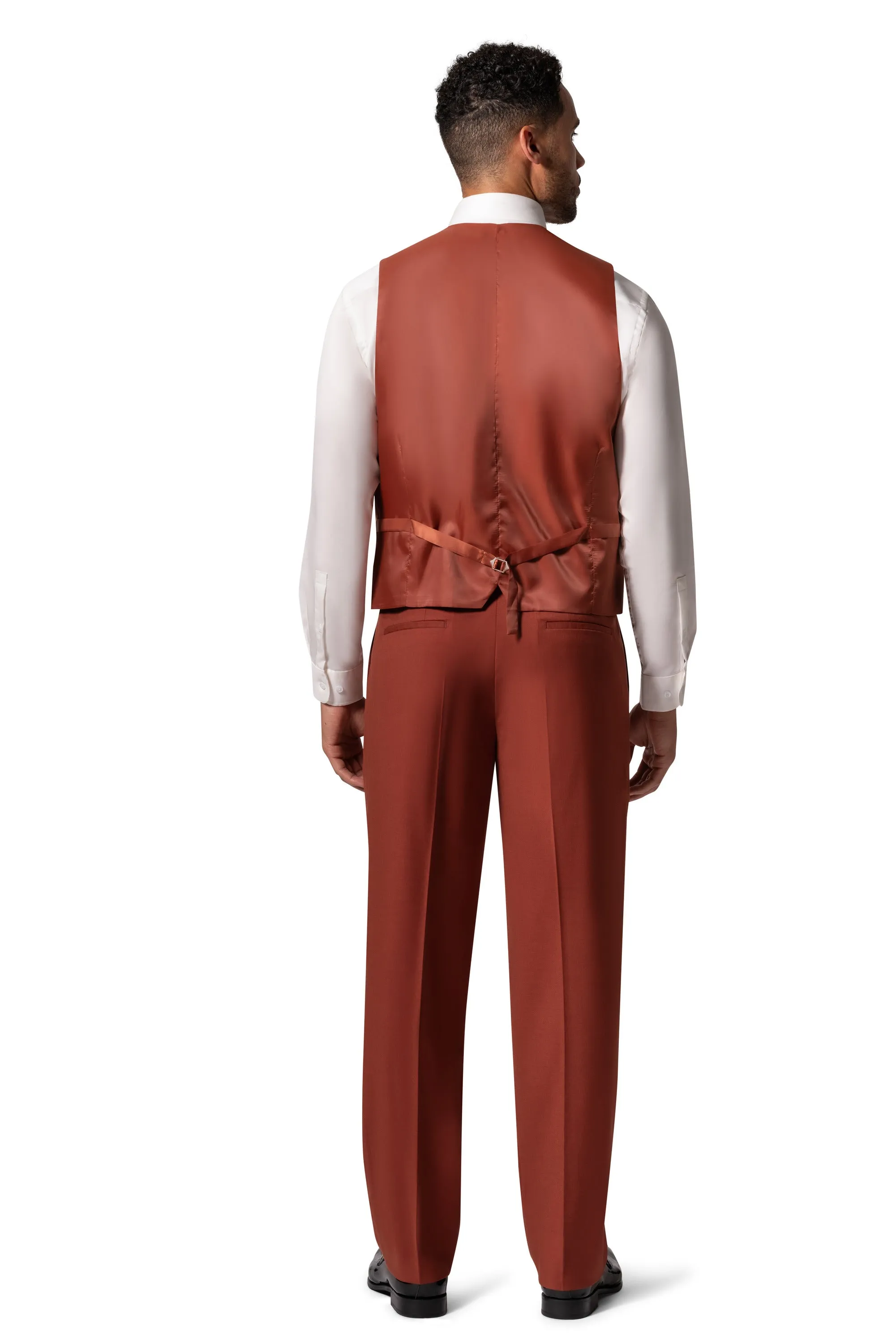Bergamo Orange MARCO UNI 3PC Modern Peak Suit - Rust bespoke outfit