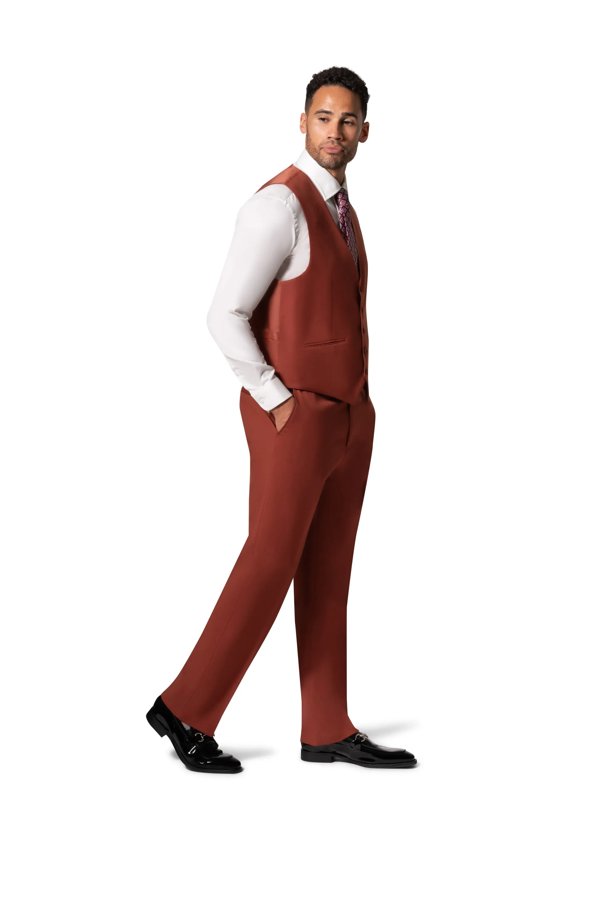 Bergamo Orange MARCO UNI 3PC Modern Peak Suit - Rust cultural wear