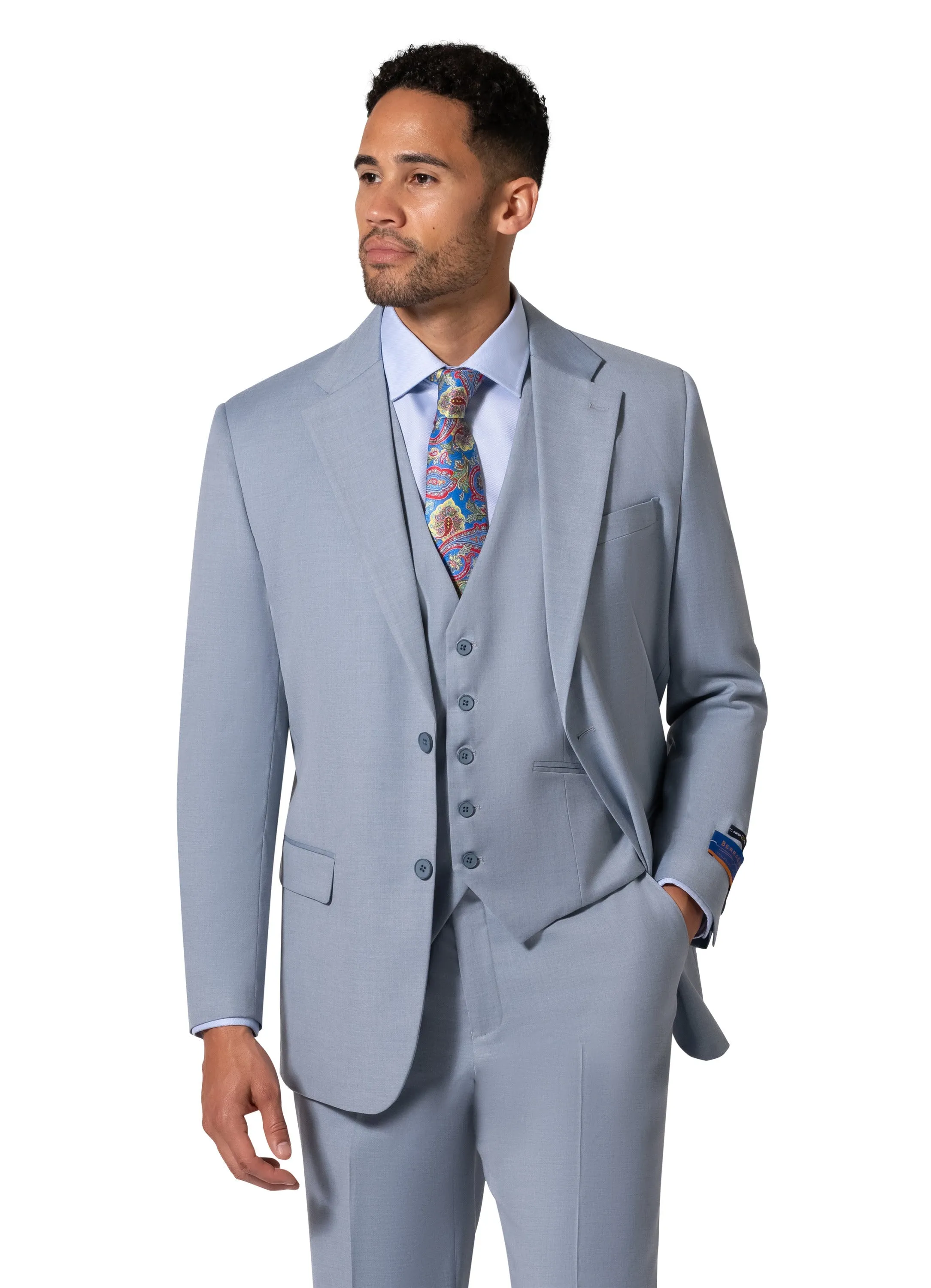 Bergamo Orange MARCO UNI 3PC Notch Modern Suit - Light Blue classic attire