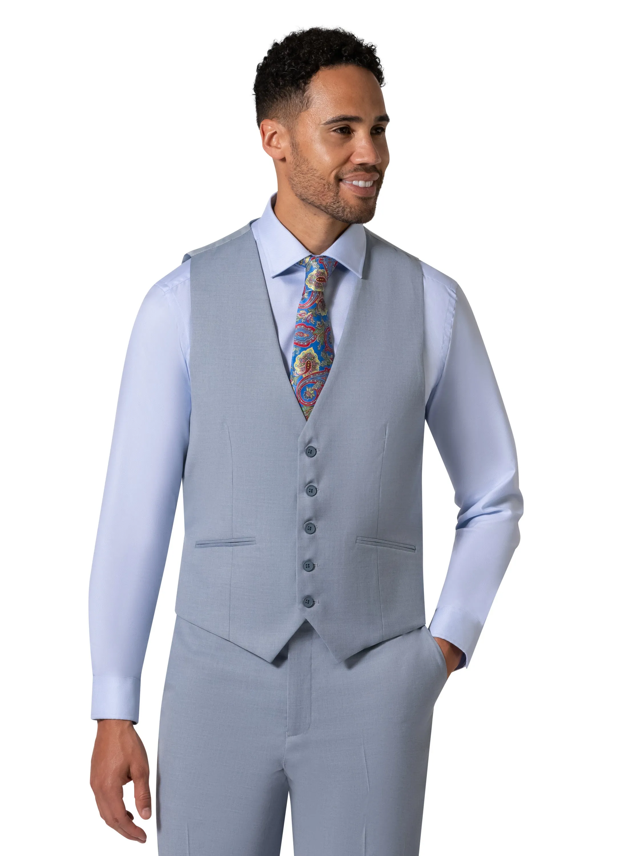 Bergamo Orange MARCO UNI 3PC Notch Slim Suit - Light Blue refined outfit