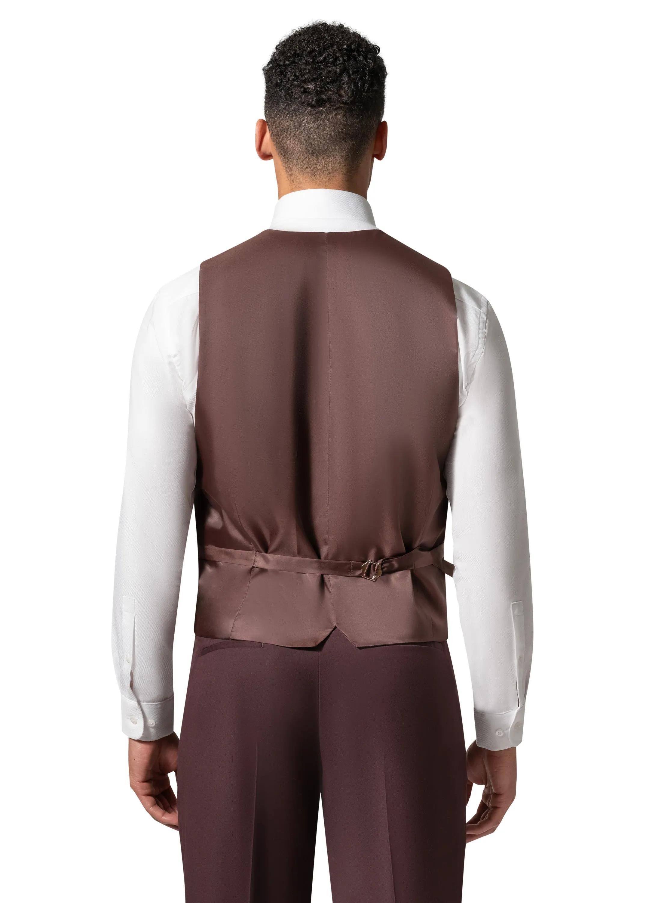 Bergamo Orange MARCO UNI 3PC Slim Peak Suit - Burgundy luxury fabric