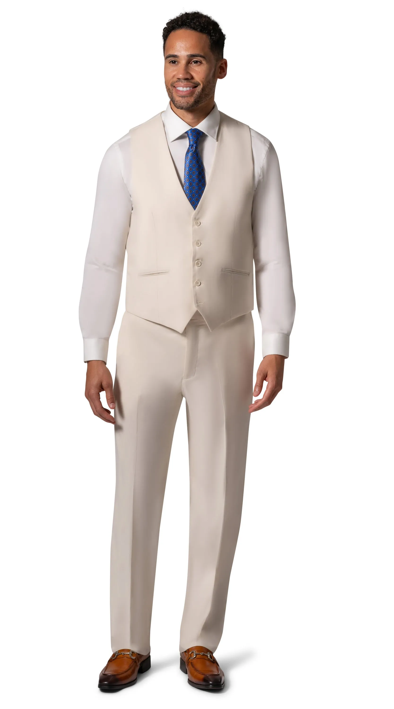Bergamo Orange MARCO UNI 3PC Slim Peak Suit - Cream stylish jacket