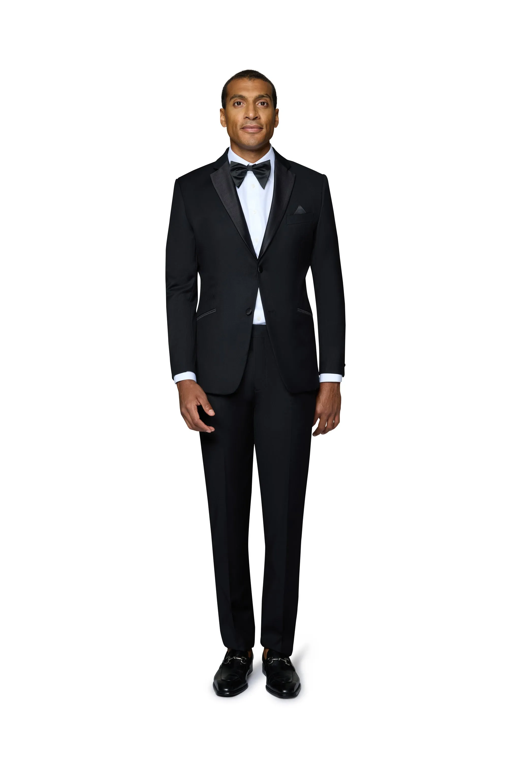 Bergamo Orange Solid Black Notch Tuxedo Modern Fit red carpet