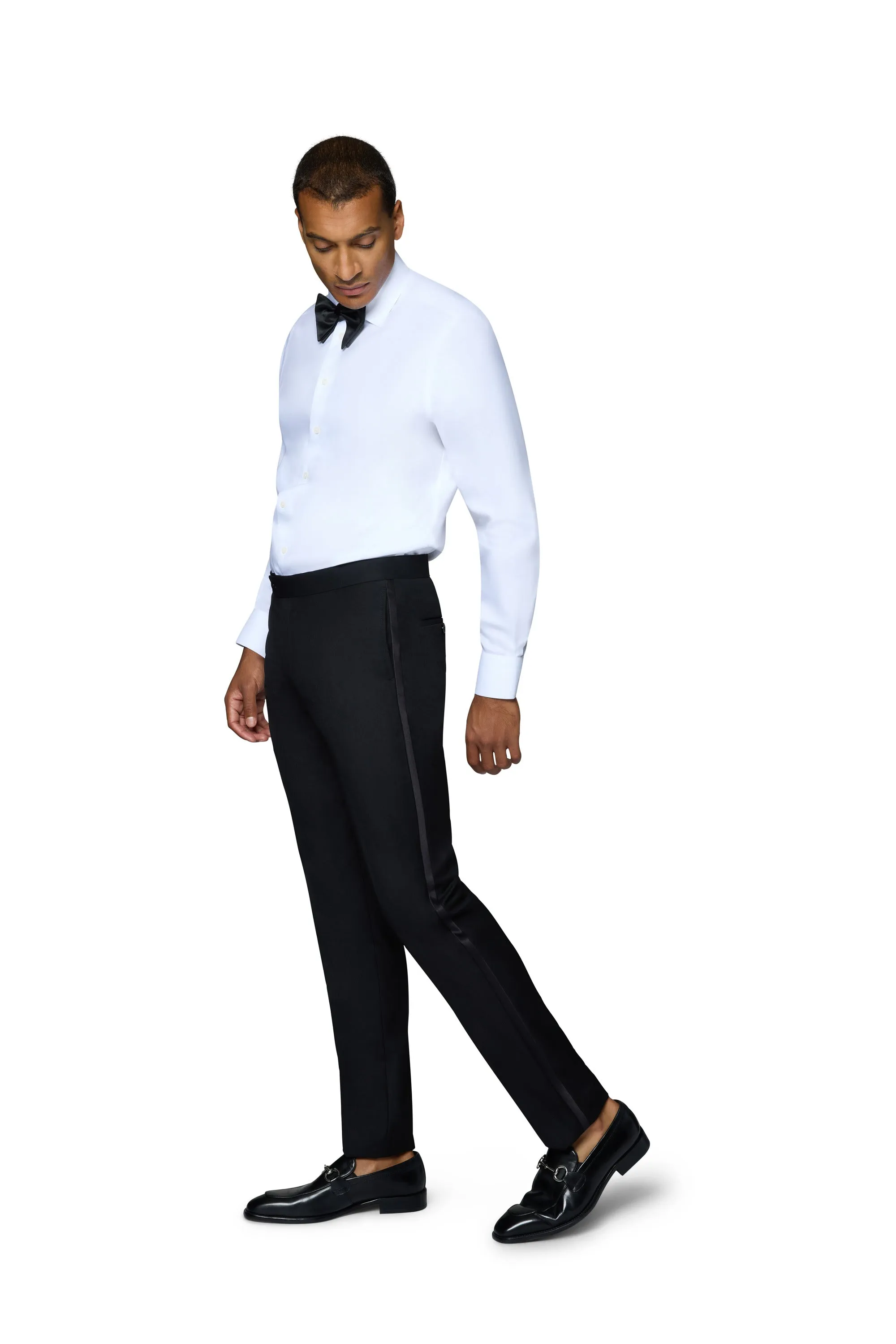 Bergamo Orange Solid Black Shawl Tuxedo Modern Fit custom cut