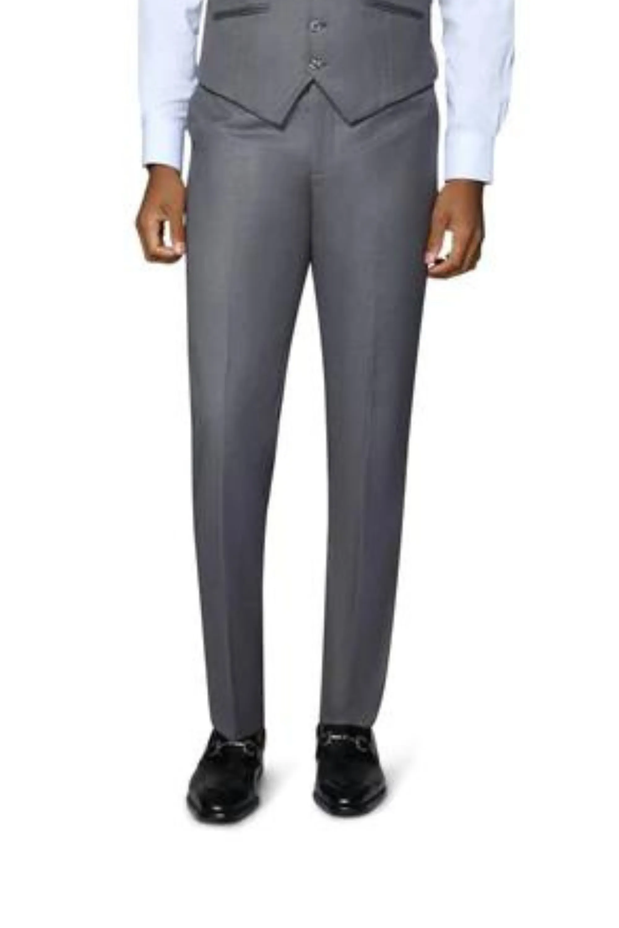 Bergamo Orange Solid Modern Fit Pants - Medium Grey seasonal wear