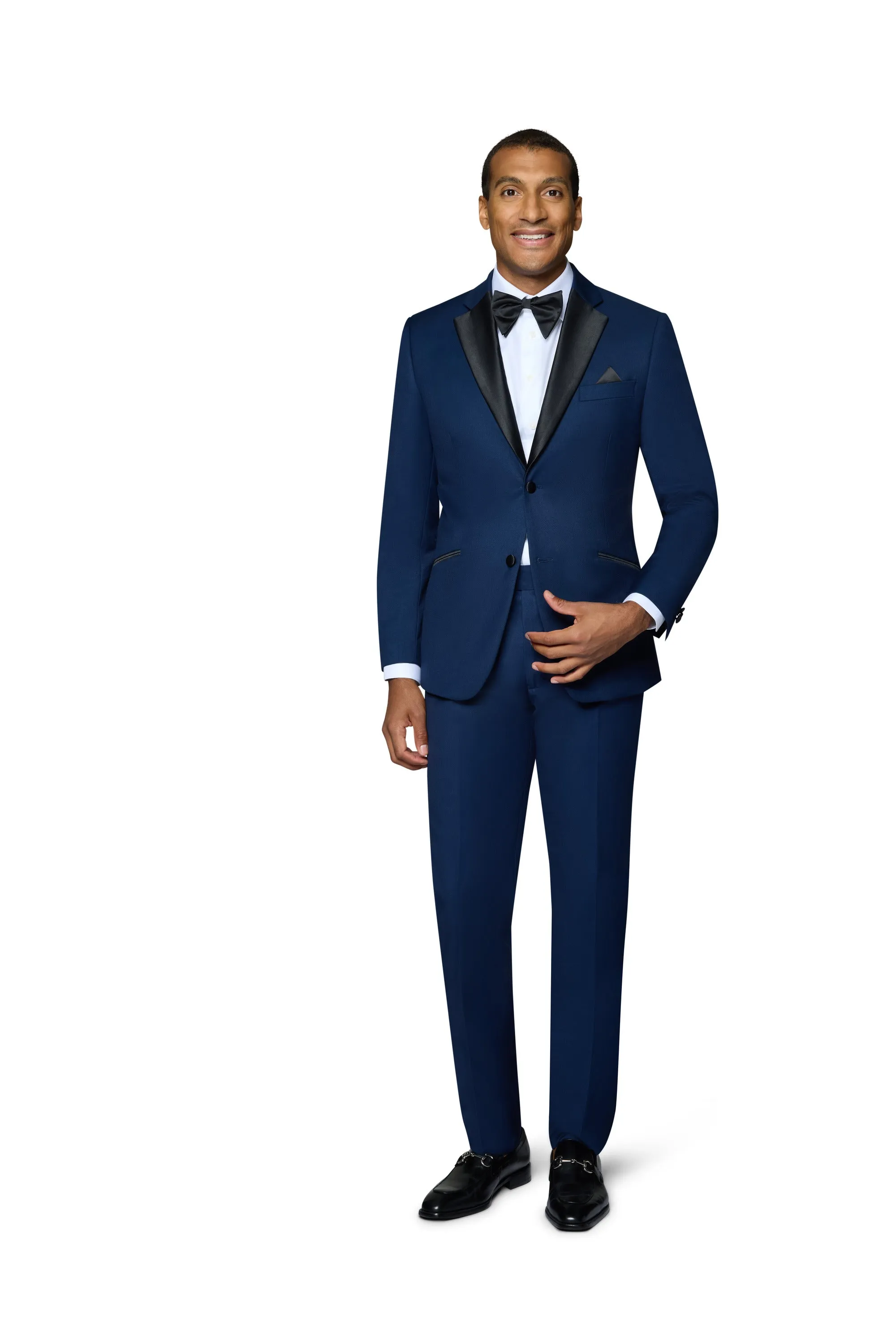 Bergamo Orange Solid New Blue Notch Tuxedo Modern Fit fine tailoring
