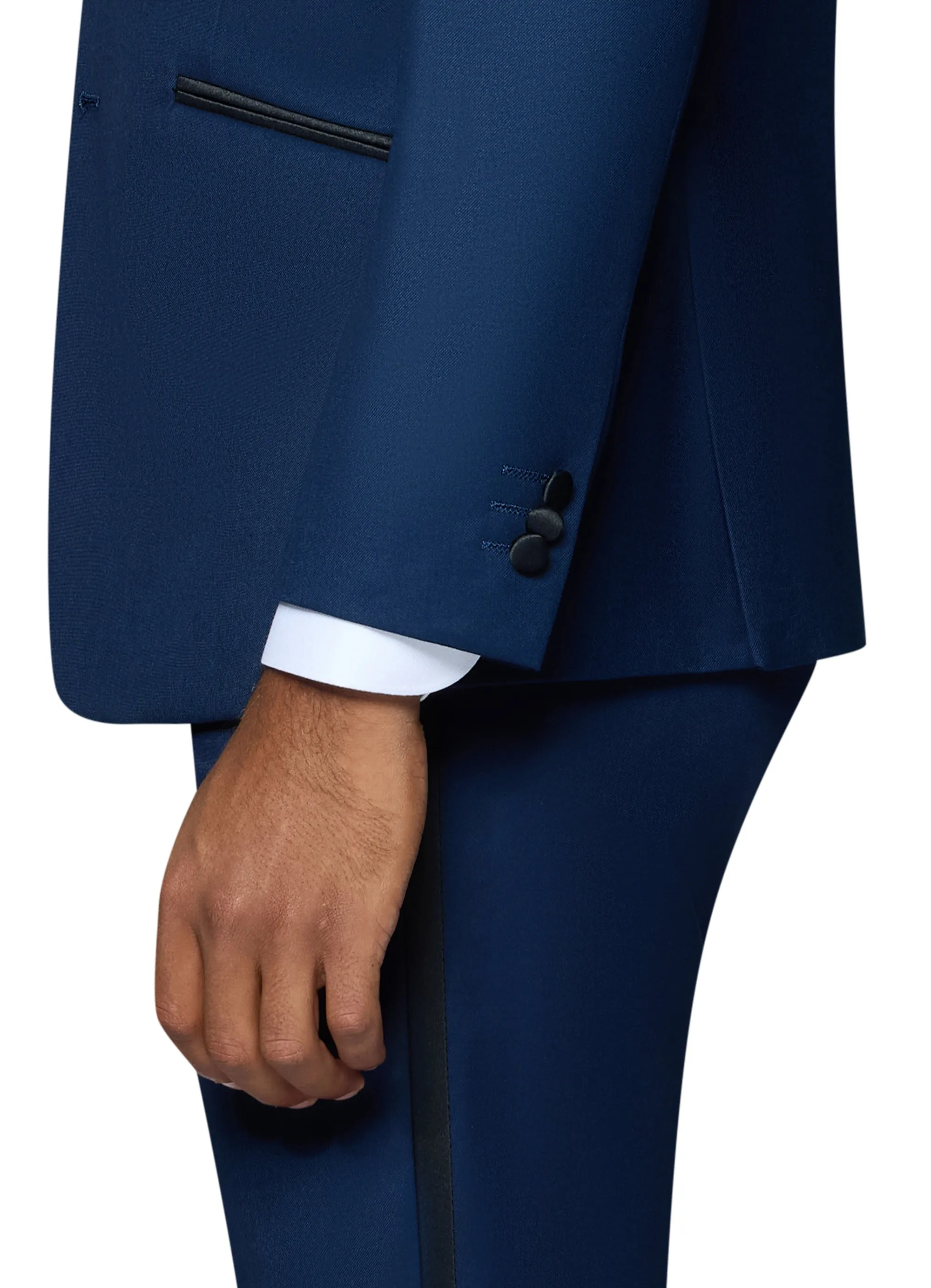 Bergamo Orange Solid New Blue Notch Tuxedo Modern Fit graceful posture