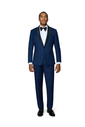 Bergamo Orange Solid New Blue Shawl Tuxedo Modern Fit custom cut