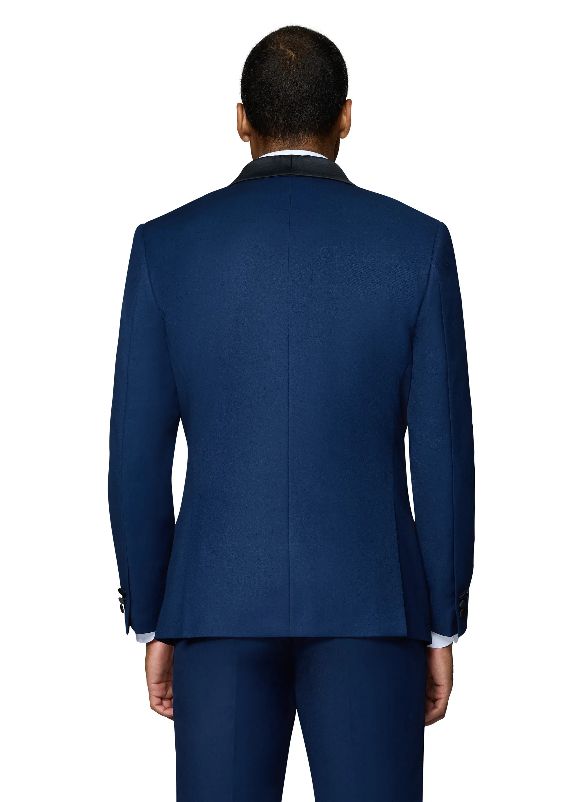Bergamo Orange Solid New Blue Shawl Tuxedo Slim Fit celebrity style