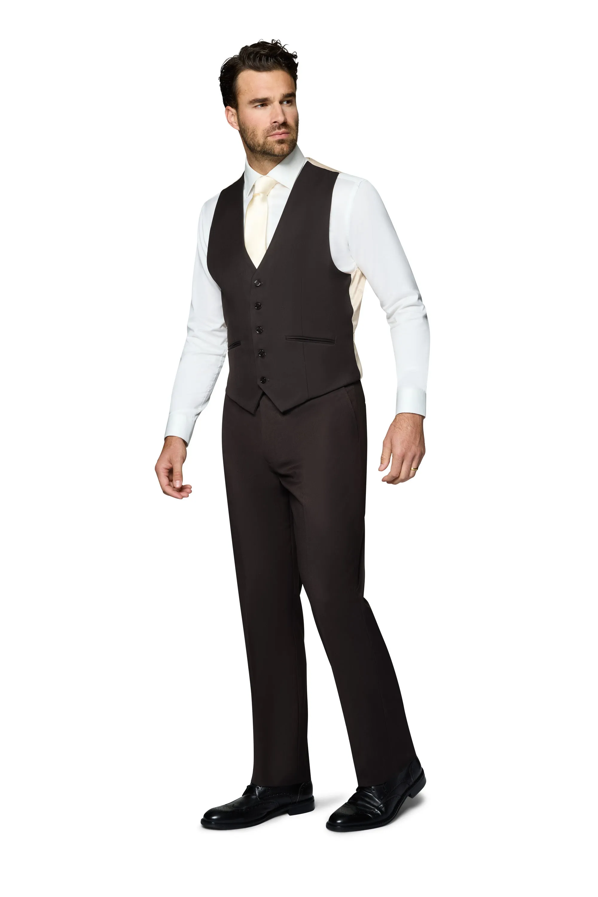 Bergamo Orange Solid Slim Fit Pants - Brown breathable fabric