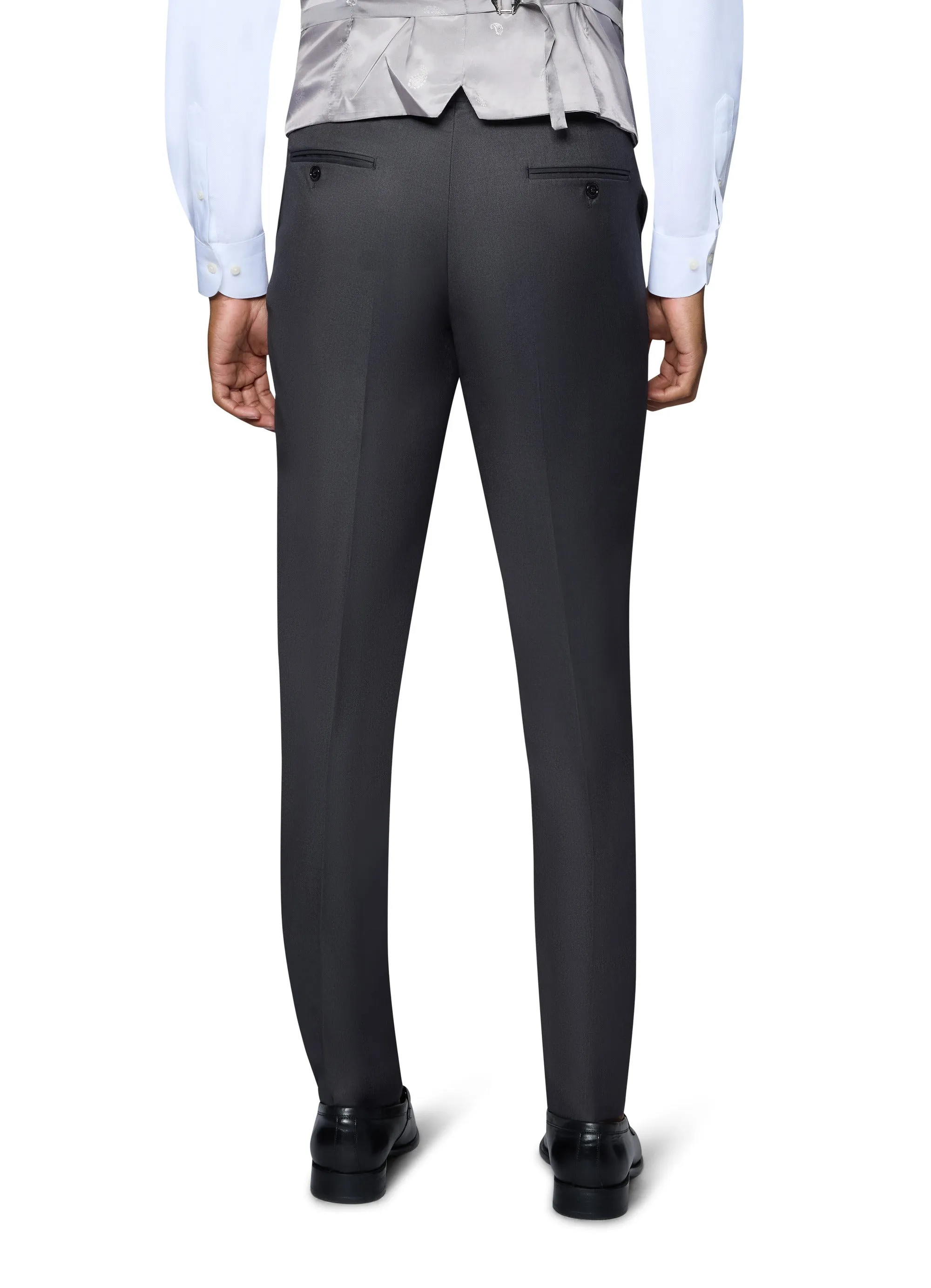 Bergamo Orange Solid Slim Fit Pants - Charcoal body shaping