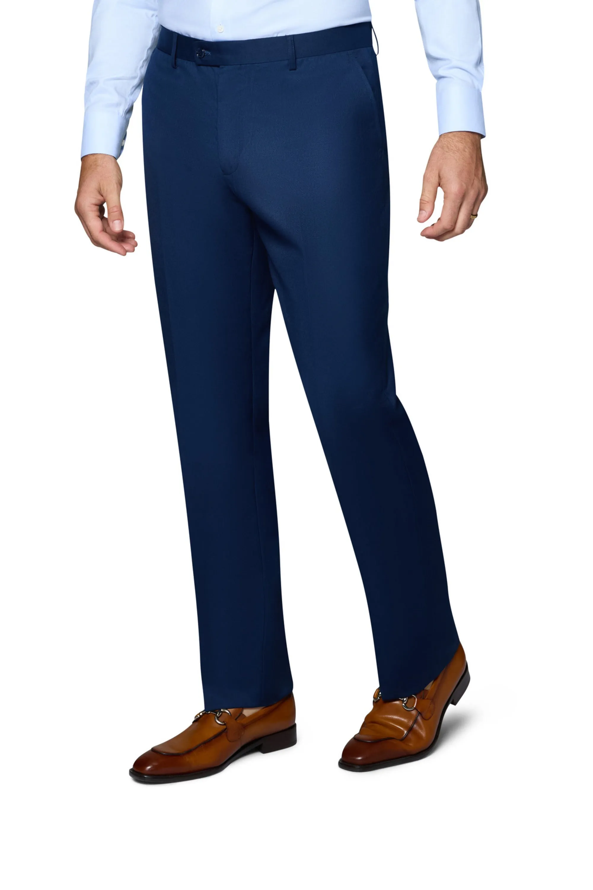 Bergamo Orange Solid Slim Fit Pants - New Blue multi occasion