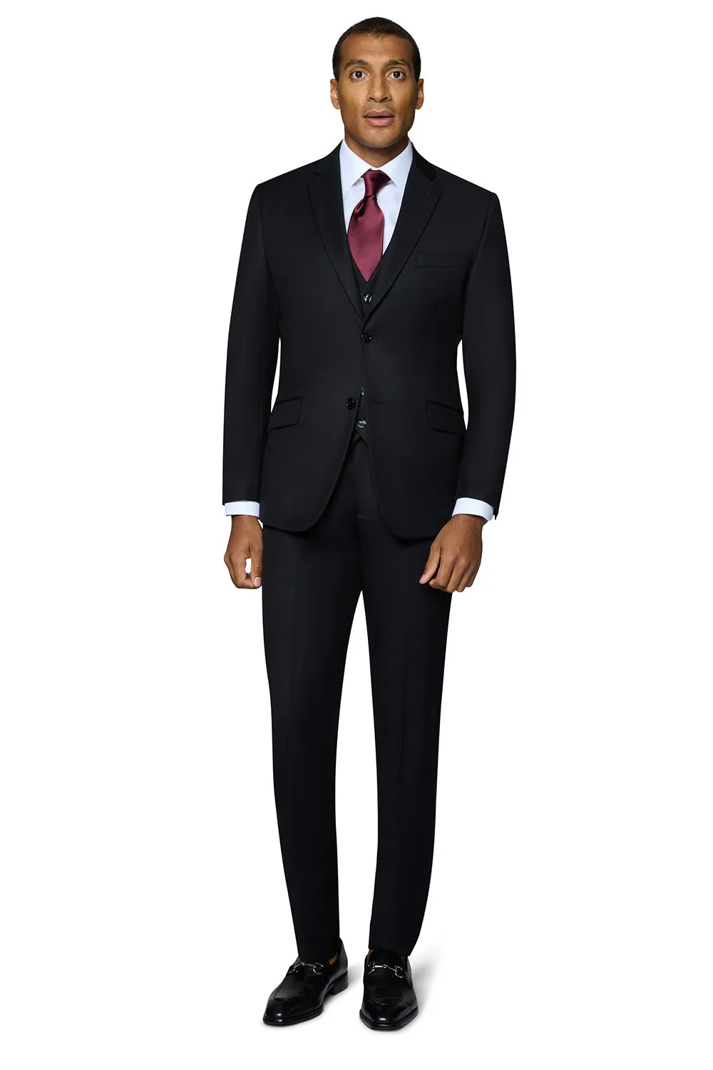 Bergamo Orange Vested Solid Black Slim Fit seasonal trend