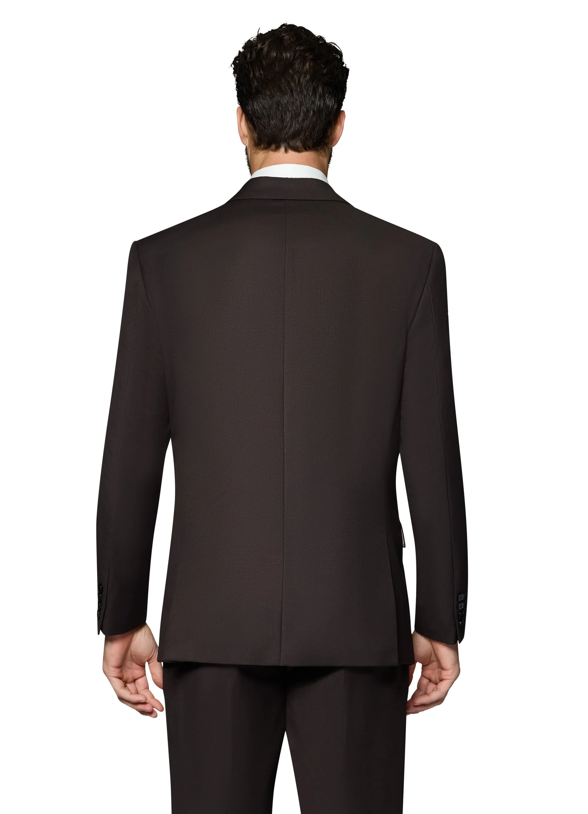 Bergamo Orange Vested Solid Dark Brown Modern Fit bespoke clothing