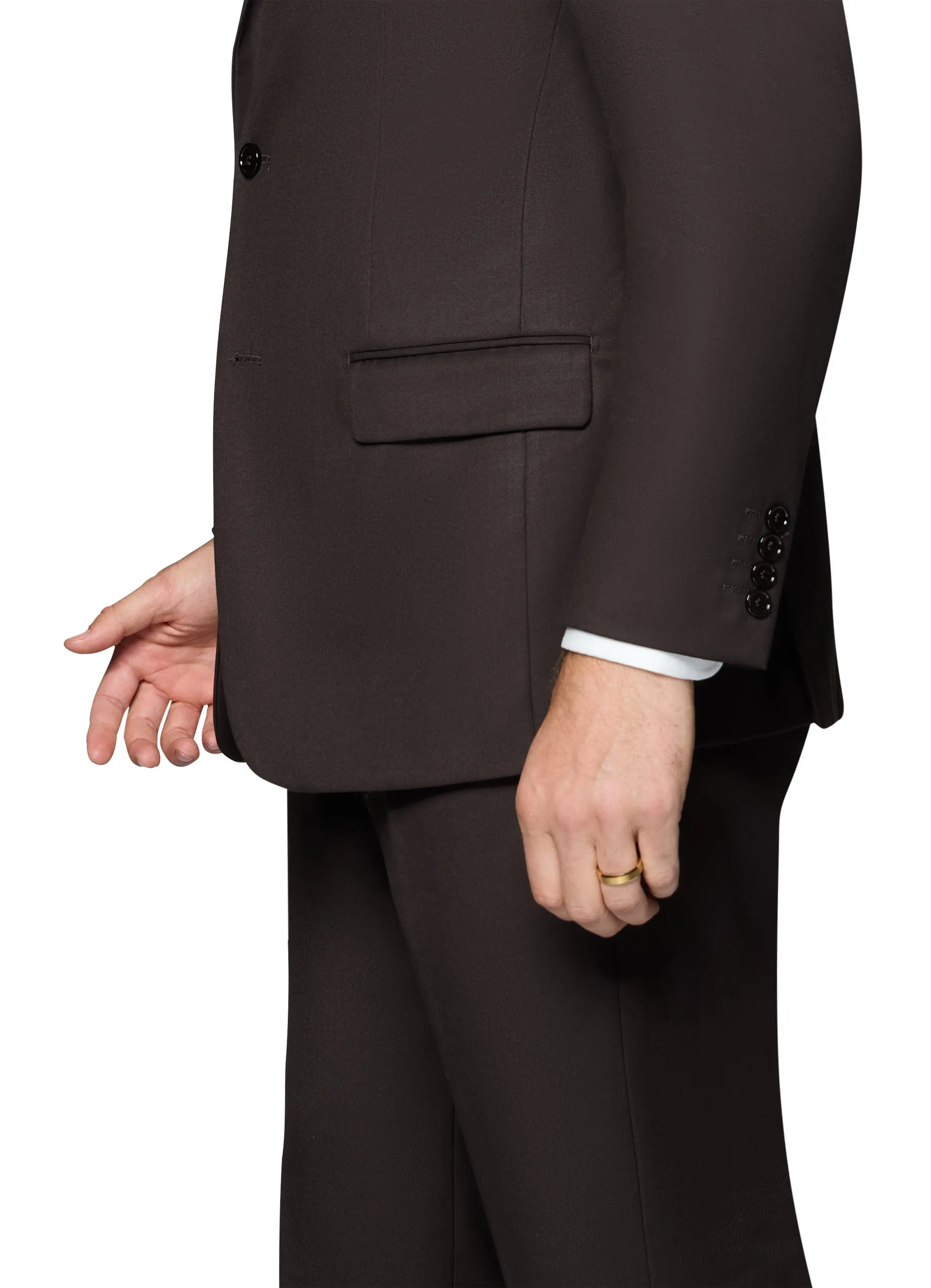 Bergamo Orange Vested Solid Dark Brown Modern Fit modern cut