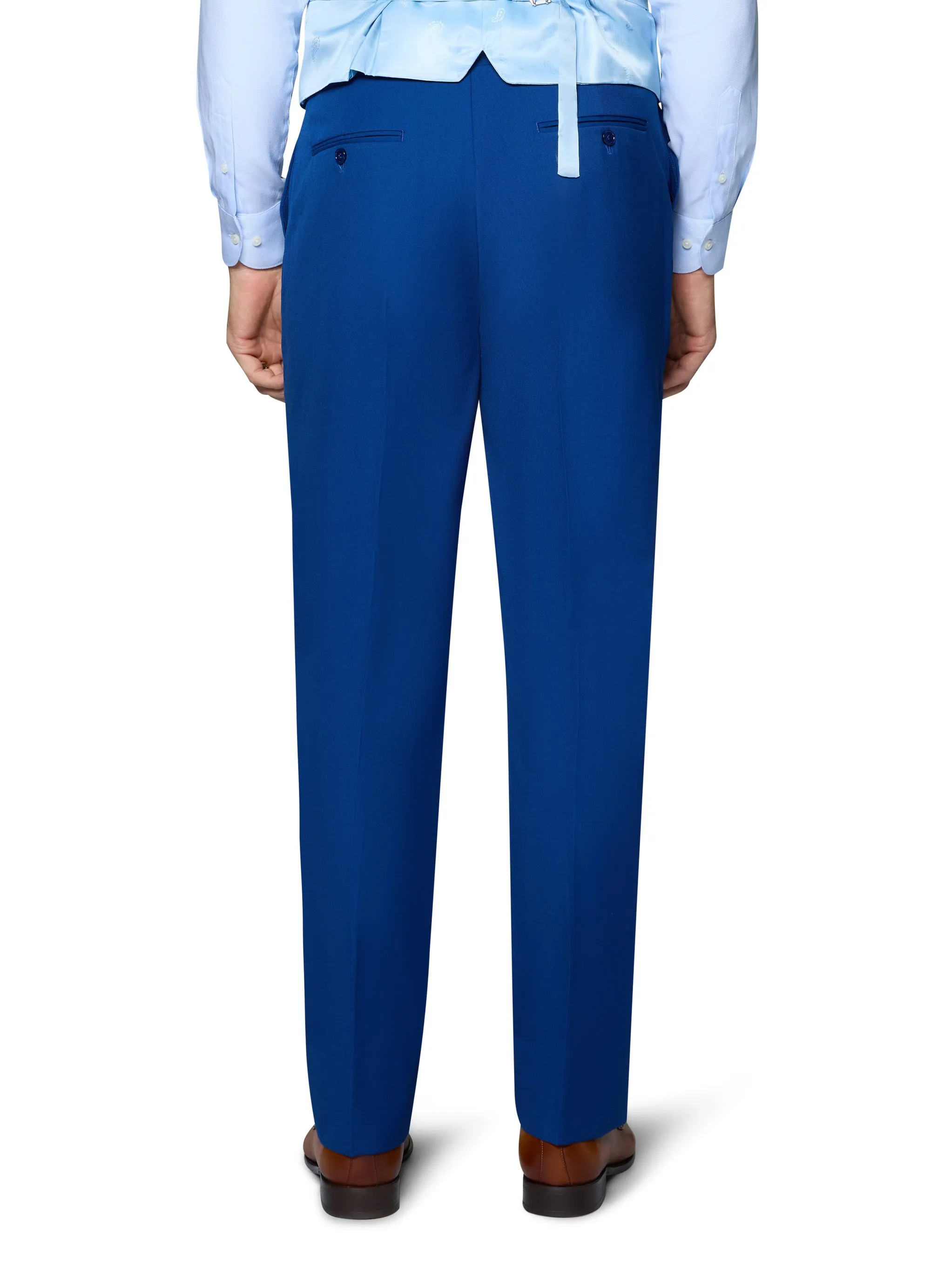Bergamo Orange Vested Solid French Blue Slim Fit formal event