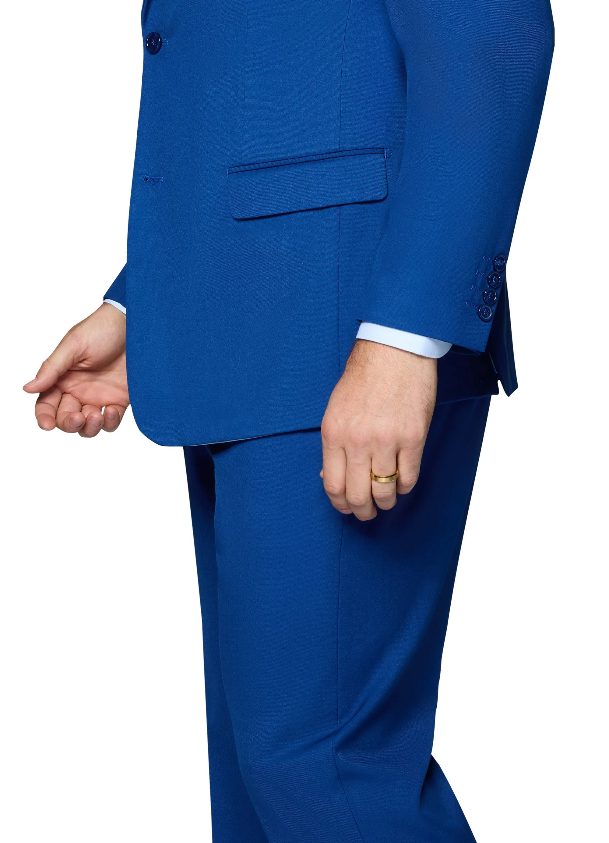 Bergamo Orange Vested Solid French Blue Slim Fit fashion classic outfit