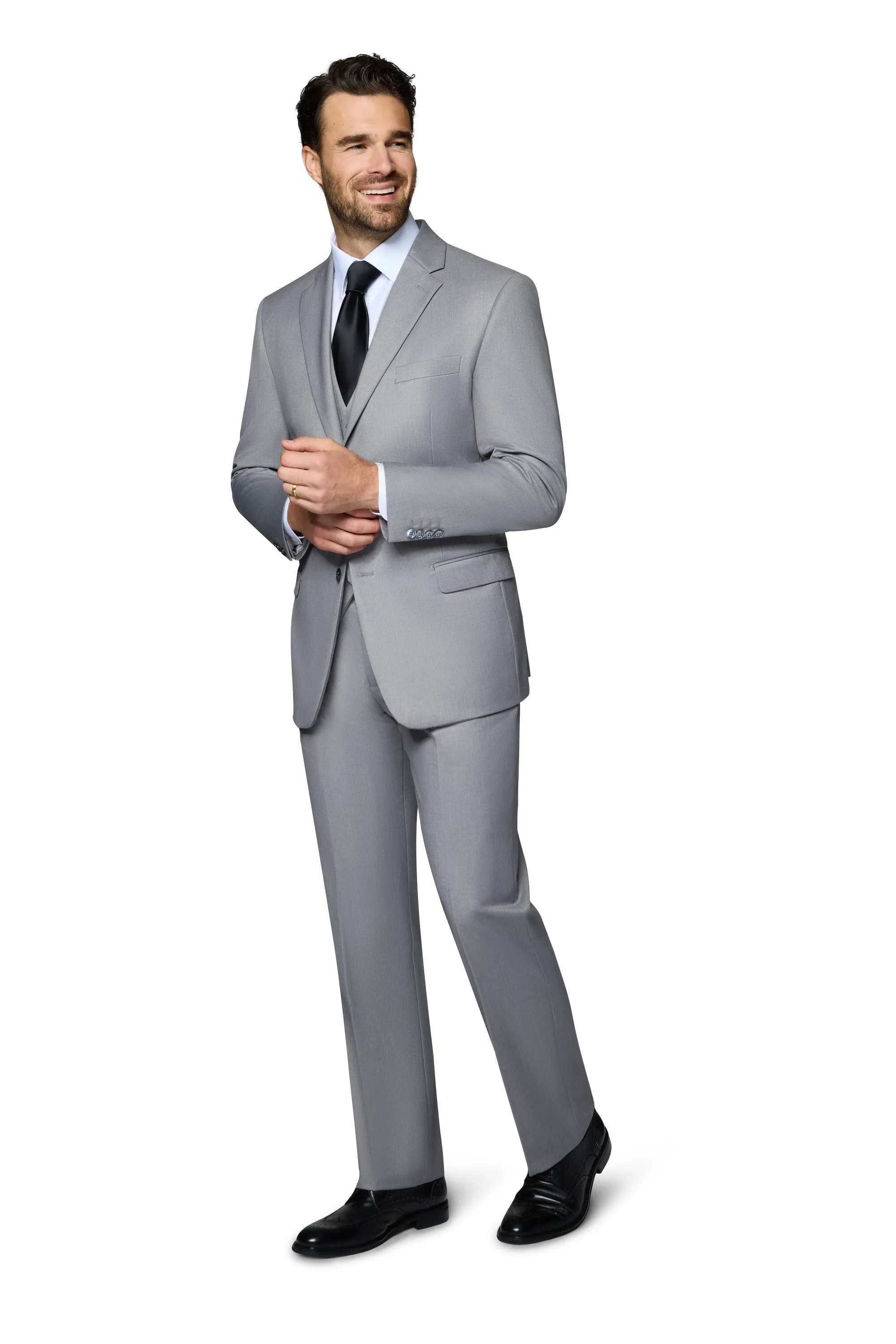 Bergamo Orange Vested Solid Light Grey Modern Fit ceremony wear