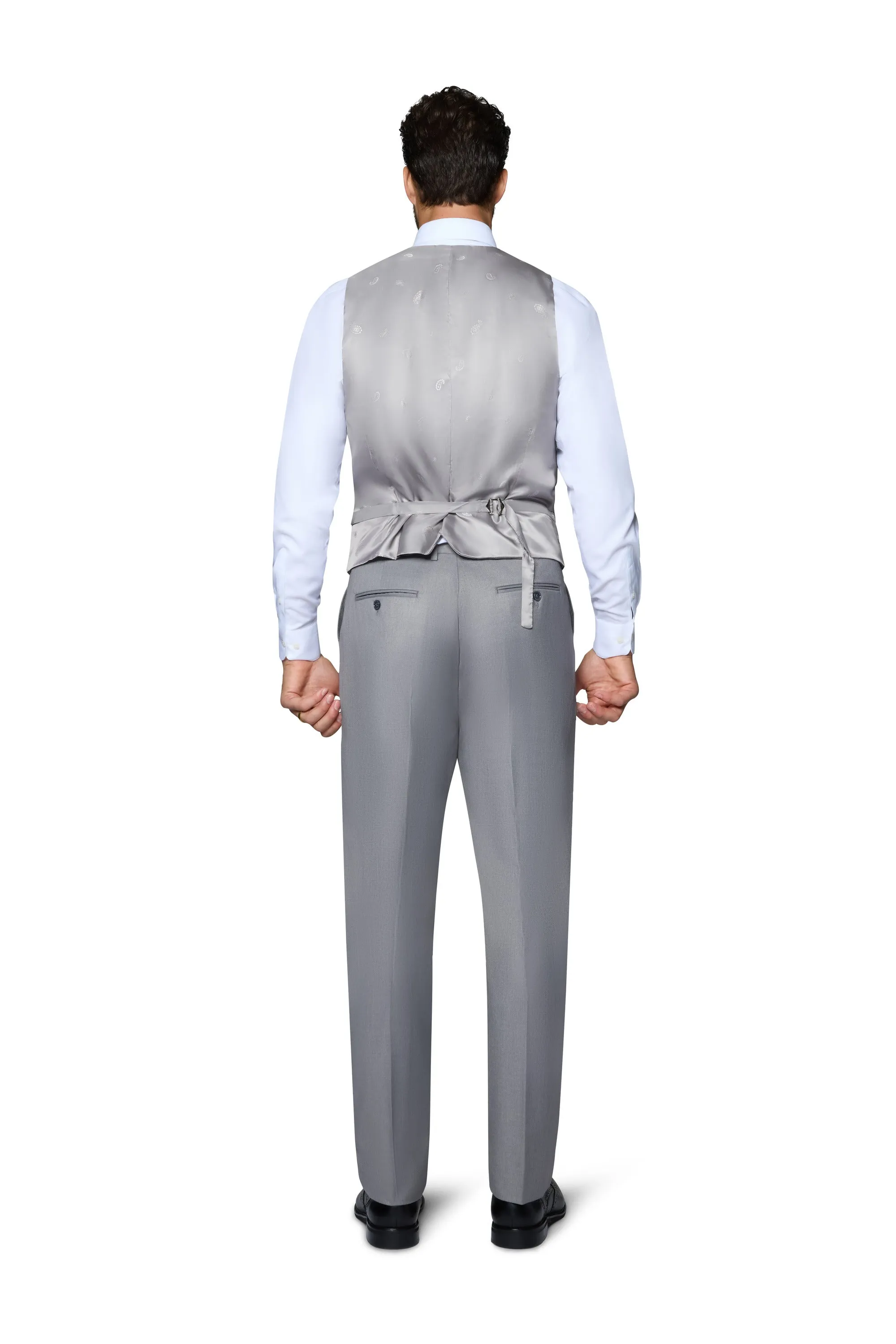 Bergamo Orange Vested Solid Light Grey Modern Fit formal wear collection