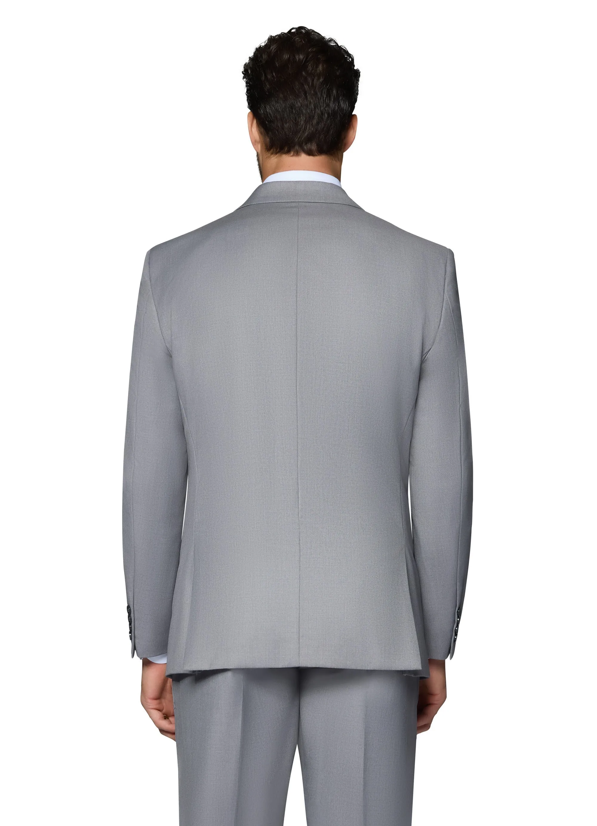 Bergamo Orange Vested Solid Light Grey Slim Fit classic party look