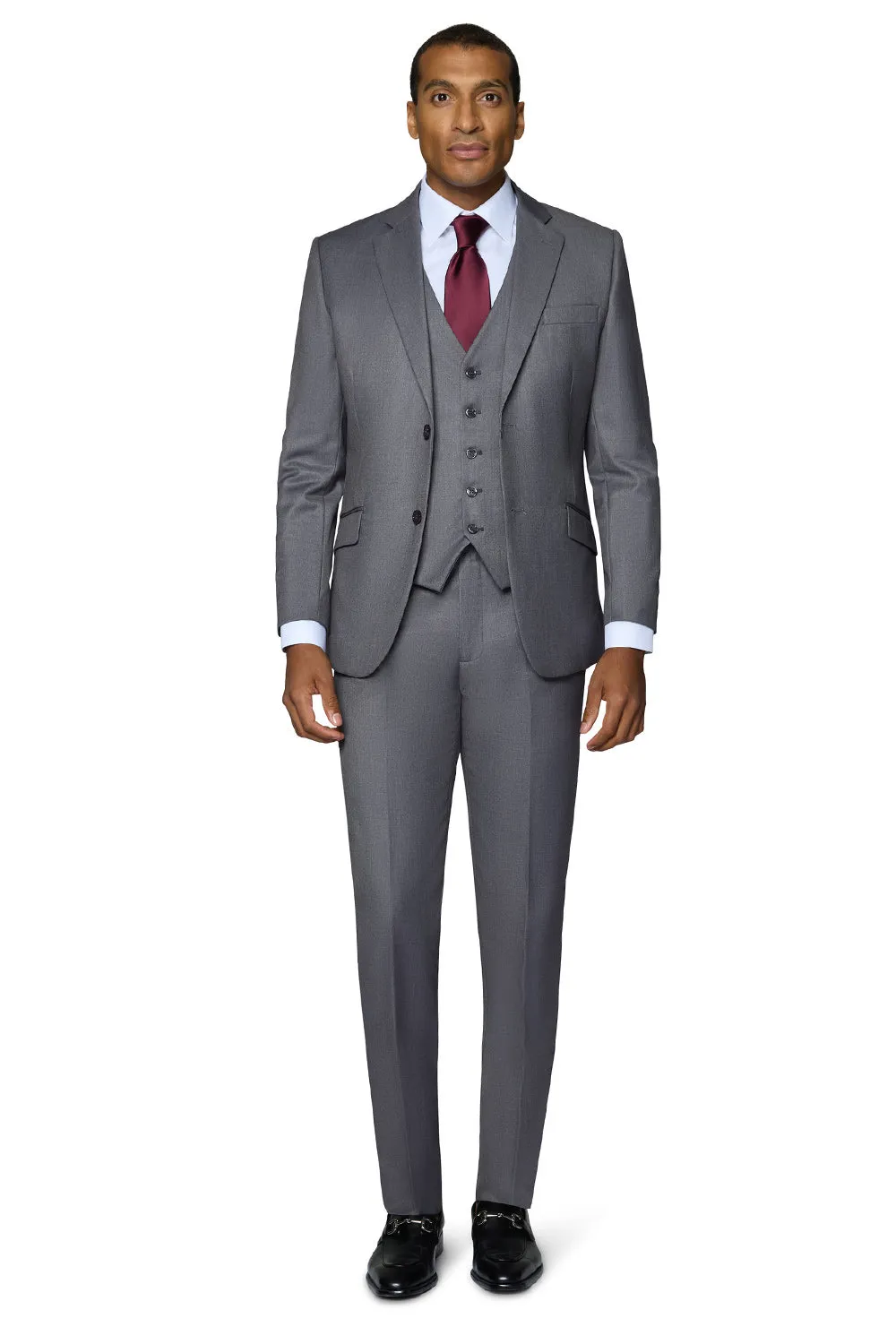 Bergamo Orange Vested Solid Medium Grey Modern Fit classic look outfit
