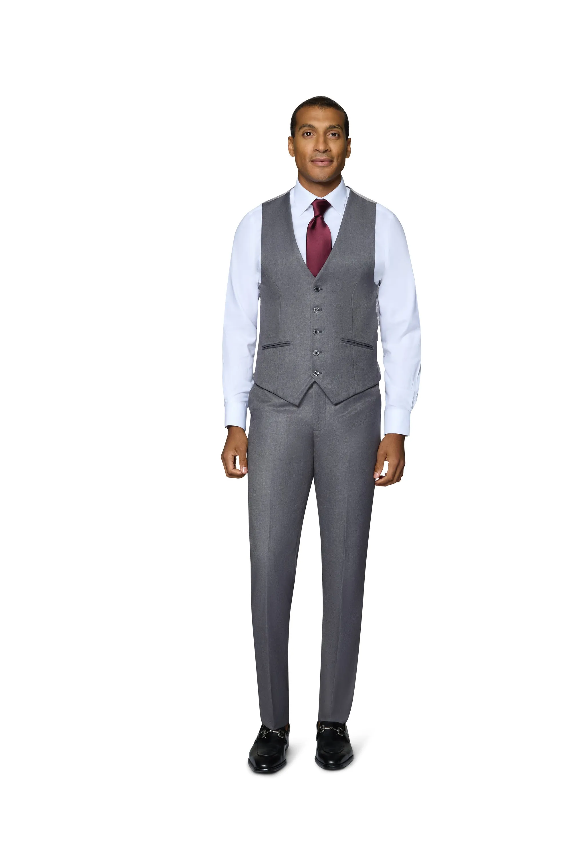 Bergamo Orange Vested Solid Medium Grey Modern Fit photo shoot